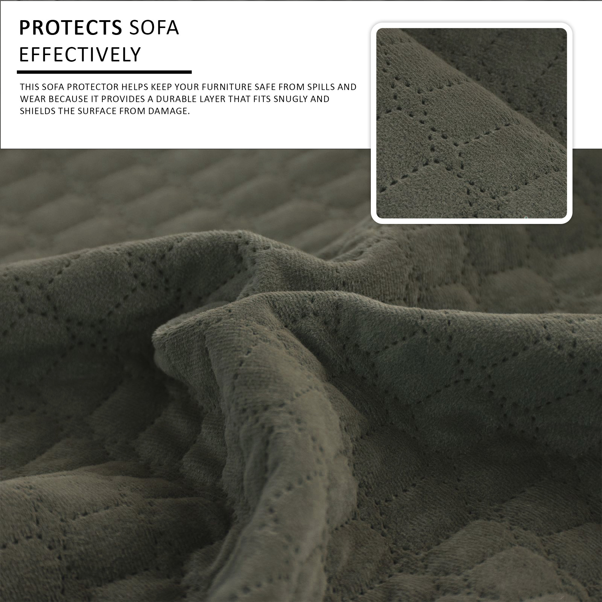 Kuber Industries  Soft Velvet Full Sofa Cover with Pocket Arms  Easy to Clean  Maintain Sofa SlipcoverCouch Protector Cloth with Sofa Hand Rest Cover for Living Room  Olive Green