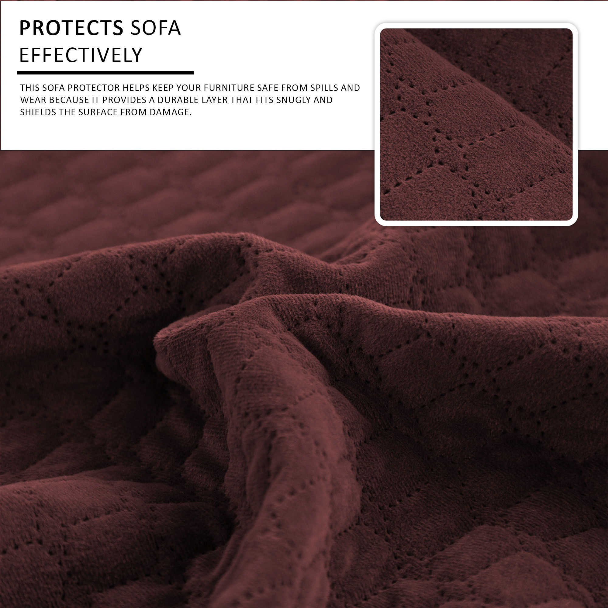 Kuber Industries  Soft Velvet Full Sofa Cover with Pocket Arms  Easy to Clean  Maintain Sofa SlipcoverCouch Protector Cloth with Sofa Hand Rest Cover for Living Room  Maroon