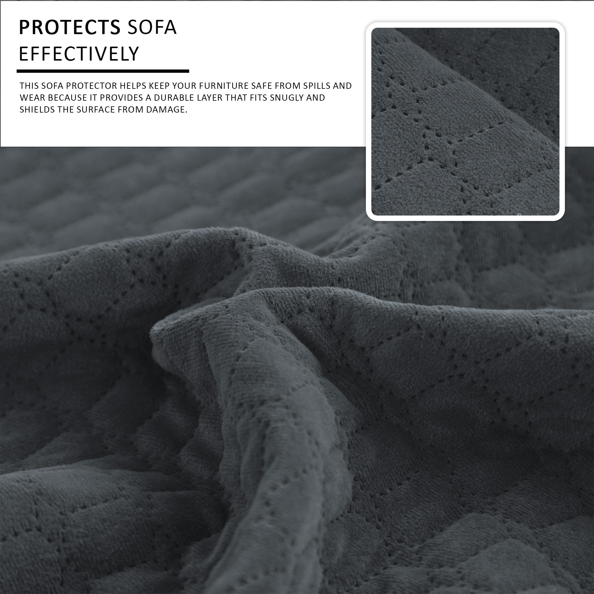 Kuber Industries  Soft Velvet Full Sofa Cover with Pocket Arms  Easy to Clean  Maintain Sofa SlipcoverCouch Protector Cloth with Sofa Hand Rest Cover for Living Room  Grey