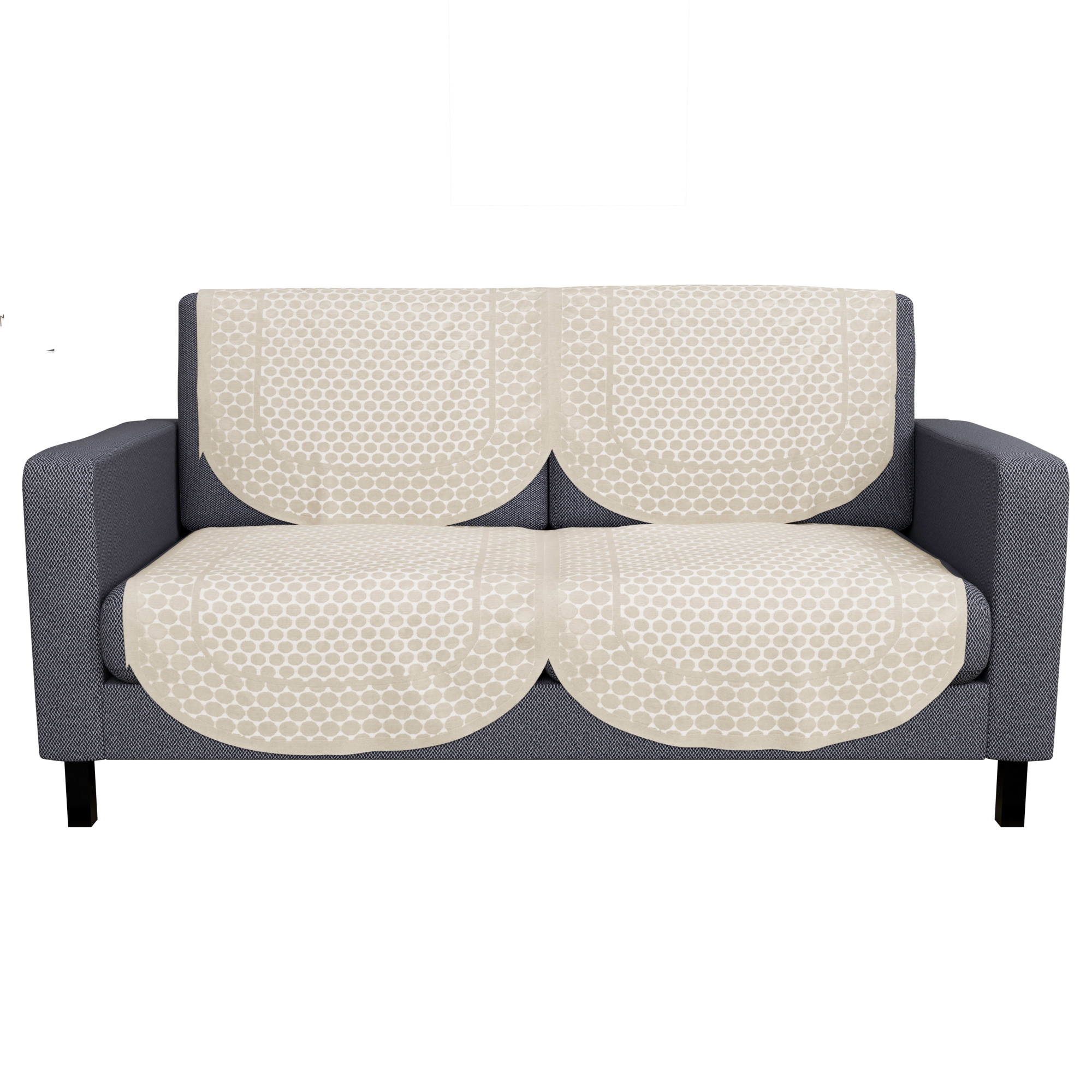 Kuber Industries  Stylish  Decorative Cotton Sofa Covers   Aesthetic Sofa ProtectorMat  Slipcover for Hall Living Room  Office  Polka Dot Design - Cream