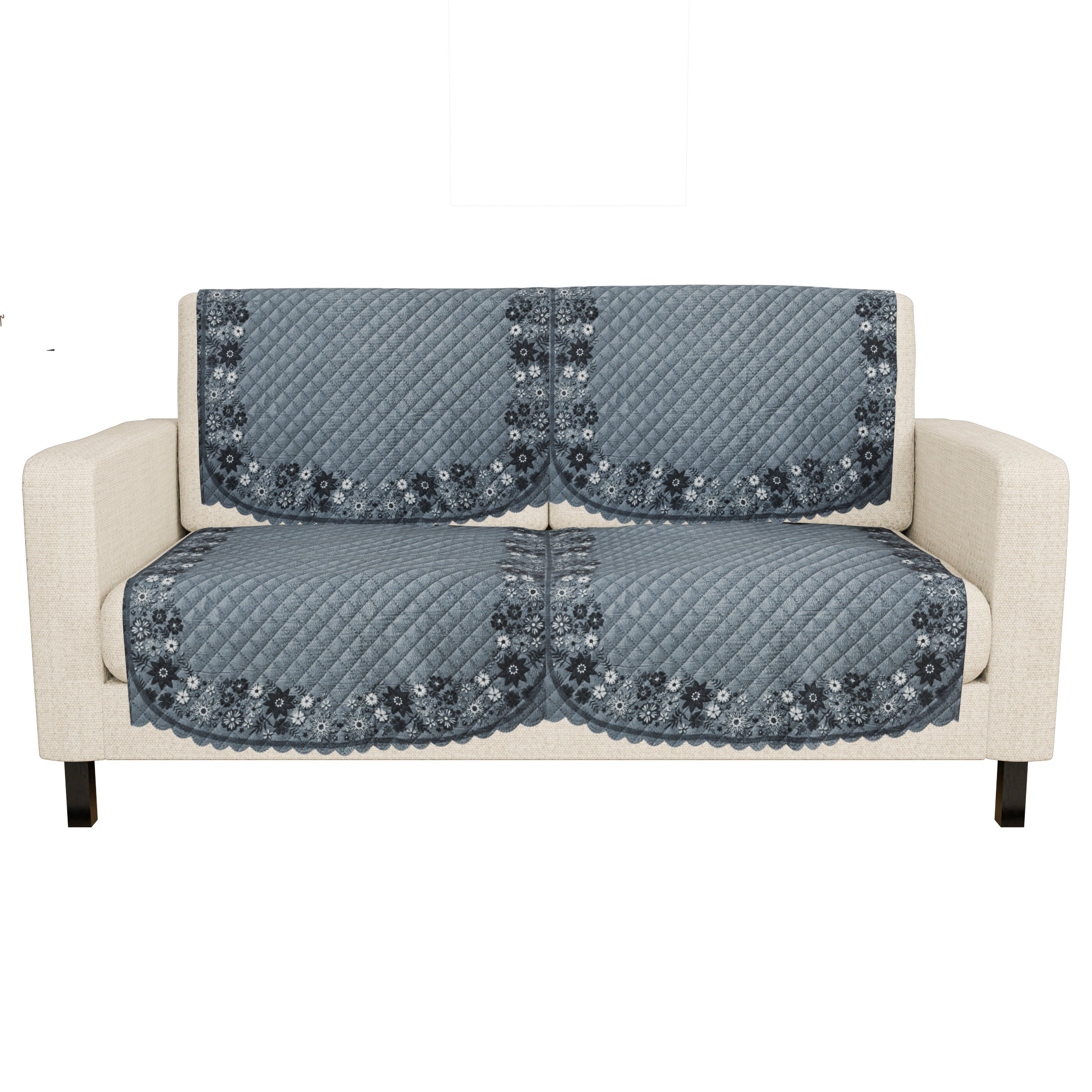 Kuber Industries  Stylish  Durable Cotton Sofa Covers   Aesthetic Sofa ProtectorMat  Slipcover for Hall Living Room  Office  Borders Painting- Grey