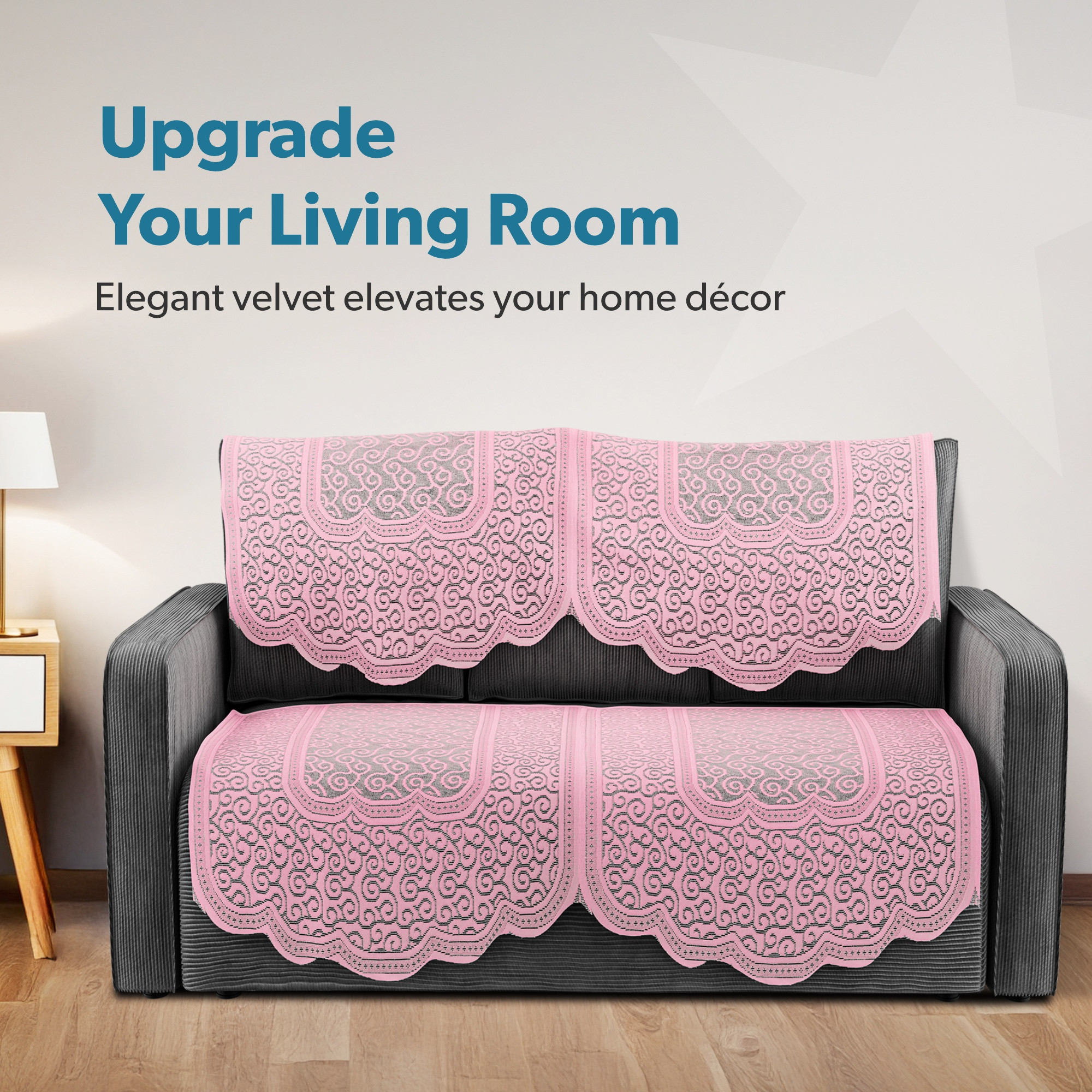 Kuber Industries  Stylish  Durable Cotton Sofa Covers   Aesthetic Sofa ProtectorMat  Slipcover for Hall Living Room  Office  Jalebi Design - Pink