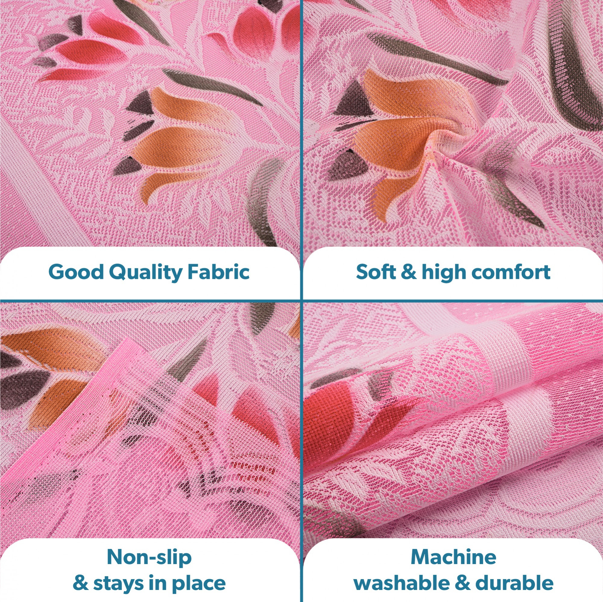 Kuber Industries  Stylish  Durable Cotton Sofa Covers   Aesthetic Sofa ProtectorMat  Slipcover for Hall Living Room  Office  Flower Design - White  Pink