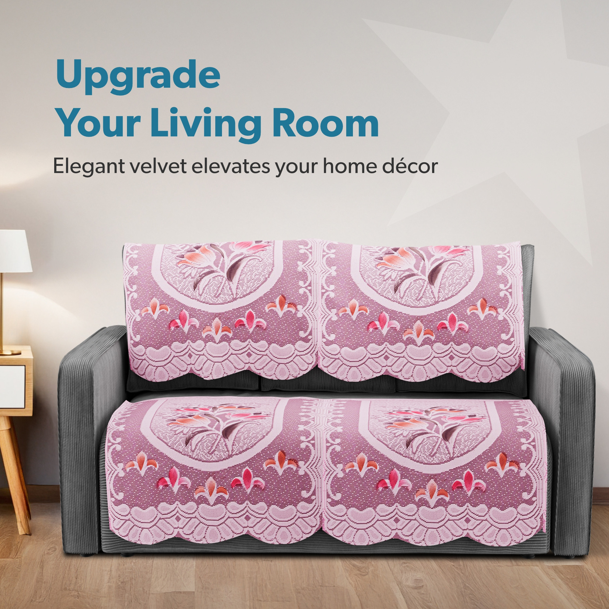 Kuber Industries  Stylish  Durable Cotton Sofa Covers   Aesthetic Sofa ProtectorMat  Slipcover for Hall Living Room  Office  Flower Design - White  Pink