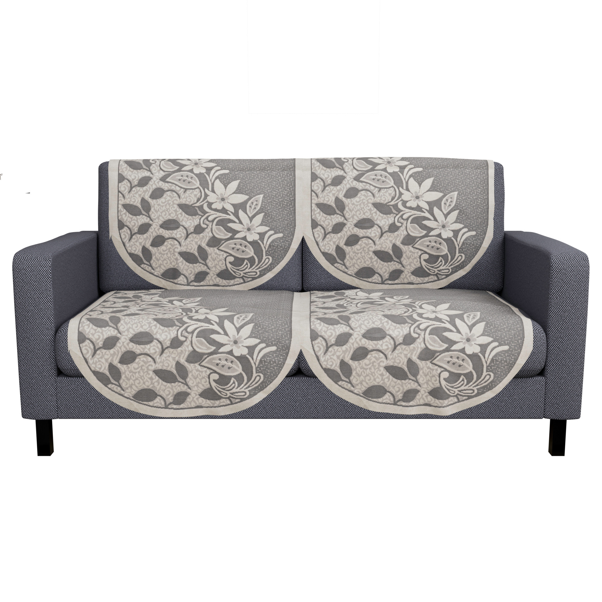 Kuber Industries  Stylish  Durable Cotton Sofa Covers   Washable Sofa ProtectorMat  Slipcover for Hall Living Room  Office  S21 Flower Net- Grey