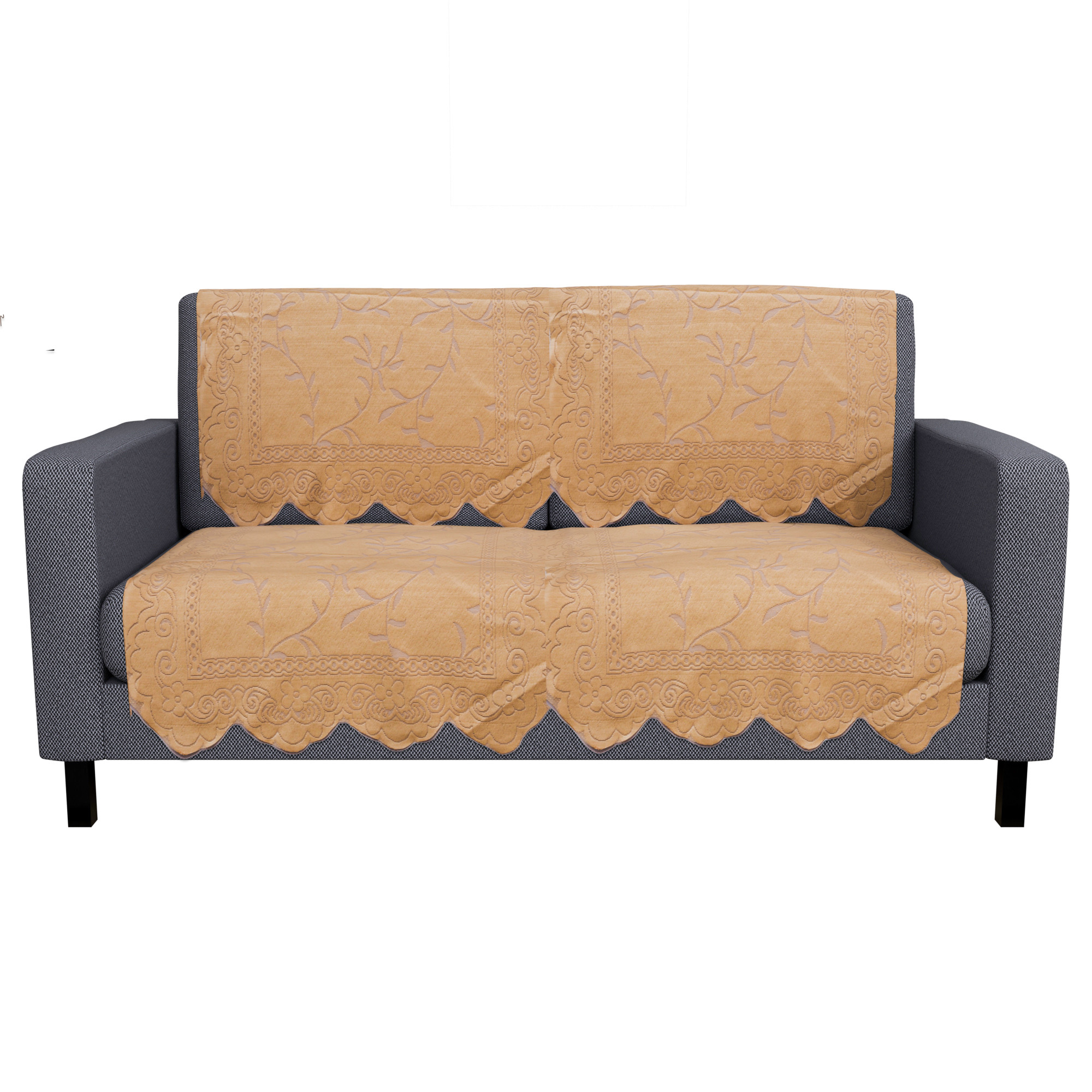 Kuber Industries  Stylish  Durable Cotton Sofa Covers   Washable Sofa ProtectorMat  Slipcover for Hall Living Room  Office  Ginger Design - Golden