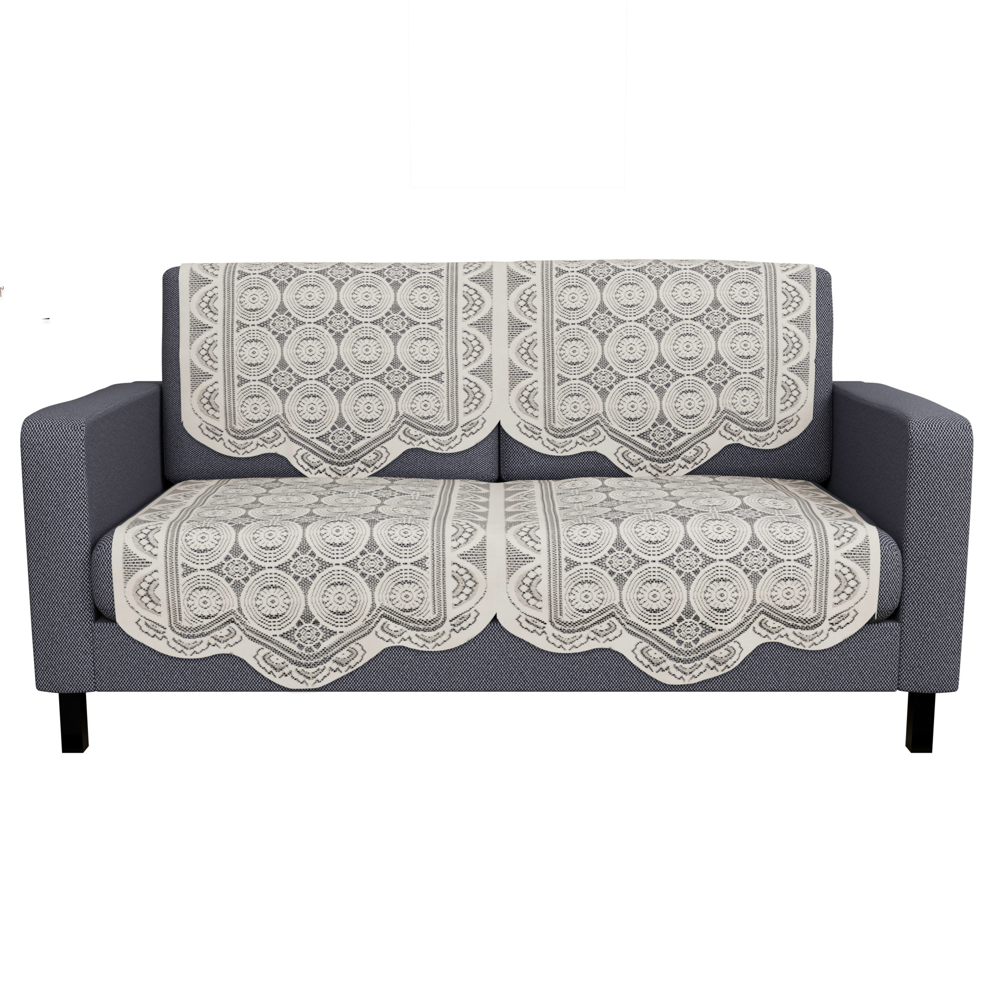 Kuber Industries  Stylish  Durable Cotton Sofa Covers   Washable Sofa ProtectorMat  Slipcover for Hall Living Room  Office  Plain Circle - Off White