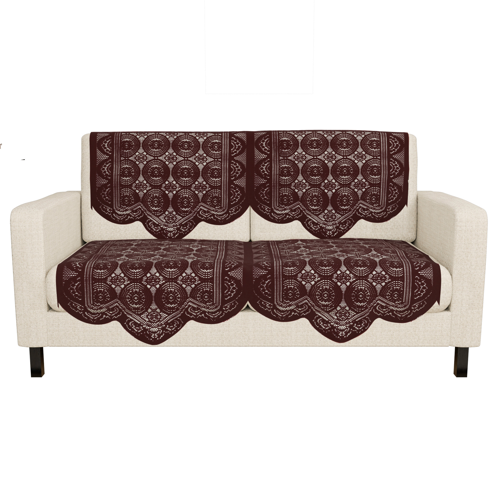 Kuber Industries  Stylish  Durable Cotton Sofa Covers   Washable Sofa ProtectorMat  Slipcover for Hall Living Room  Office  Plain Circle - Brown