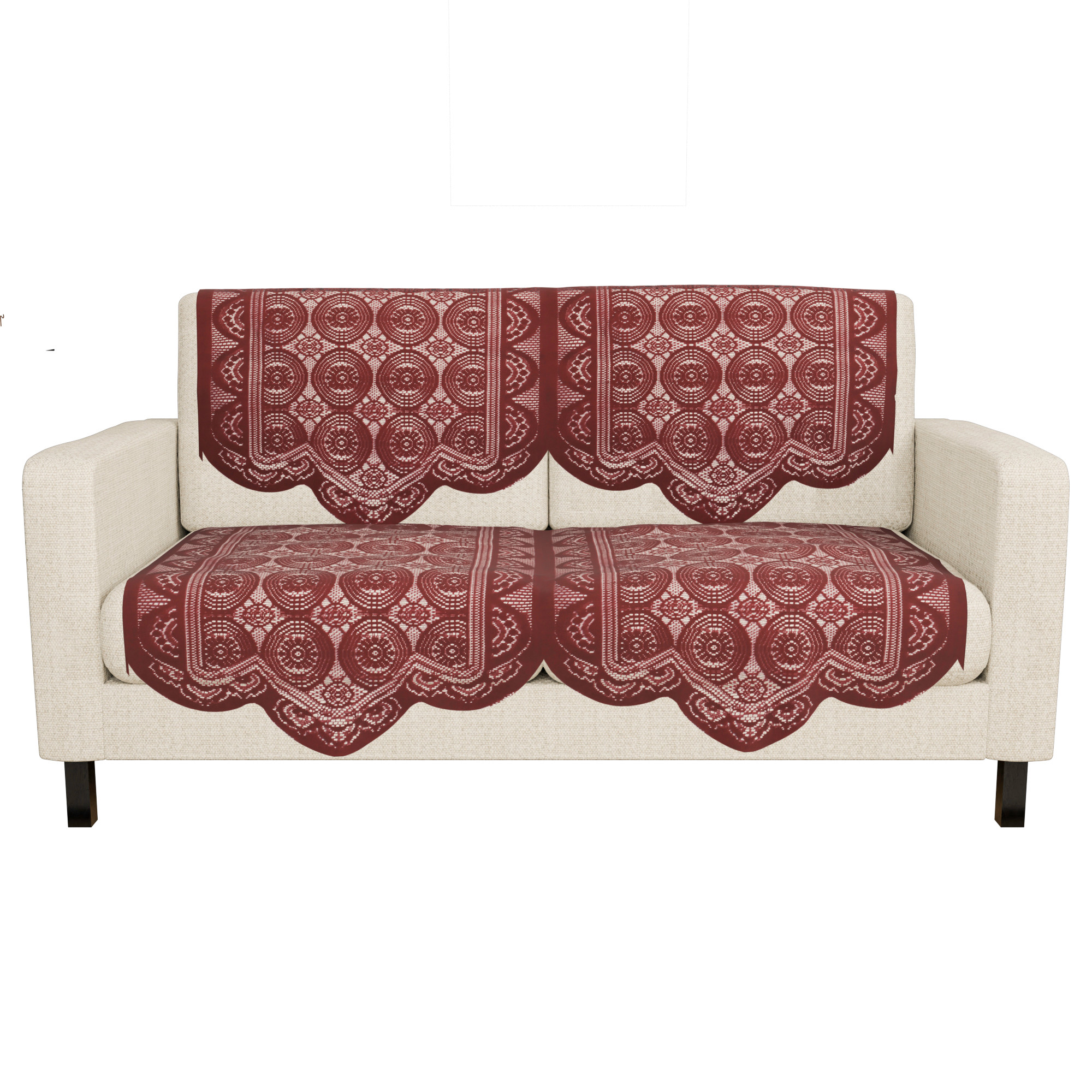 Kuber Industries  Stylish  Durable Cotton Sofa Covers   Washable Sofa ProtectorMat  Slipcover for Hall Living Room  Office  Plain Circle - Maroon