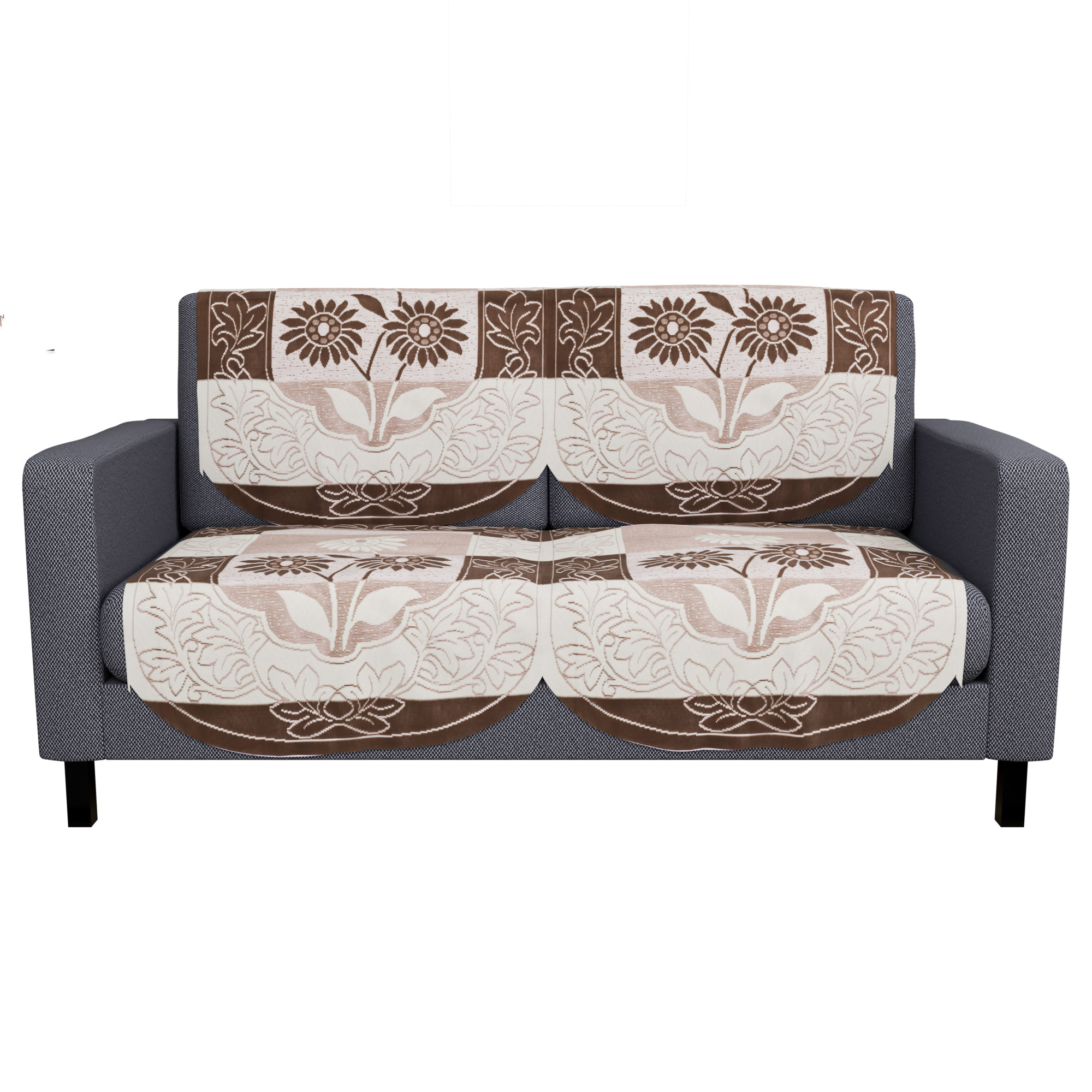Kuber Industries  Stylish  Durable Cotton Sofa Covers   Washable Sofa ProtectorMat  Slipcover for Hall Living Room  Office  Patti Design - Brown