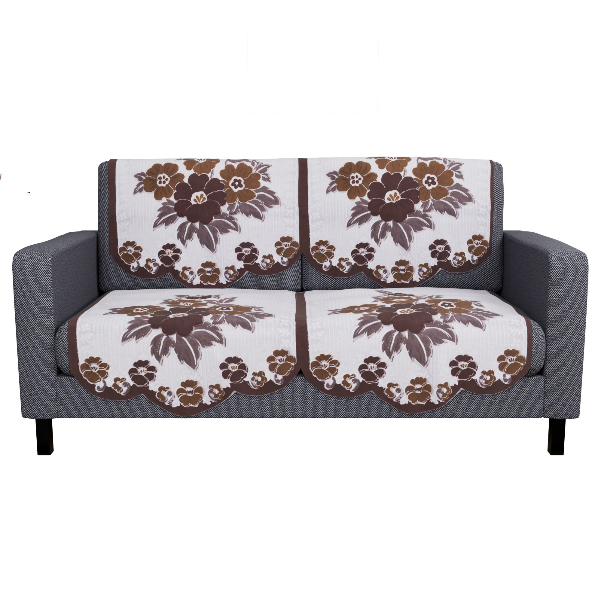 Kuber Industries  Stylish  Durable Cotton Sofa Covers   Washable Sofa ProtectorMat  Slipcover for Hall Living Room  Office  Painting Print- White  Brown