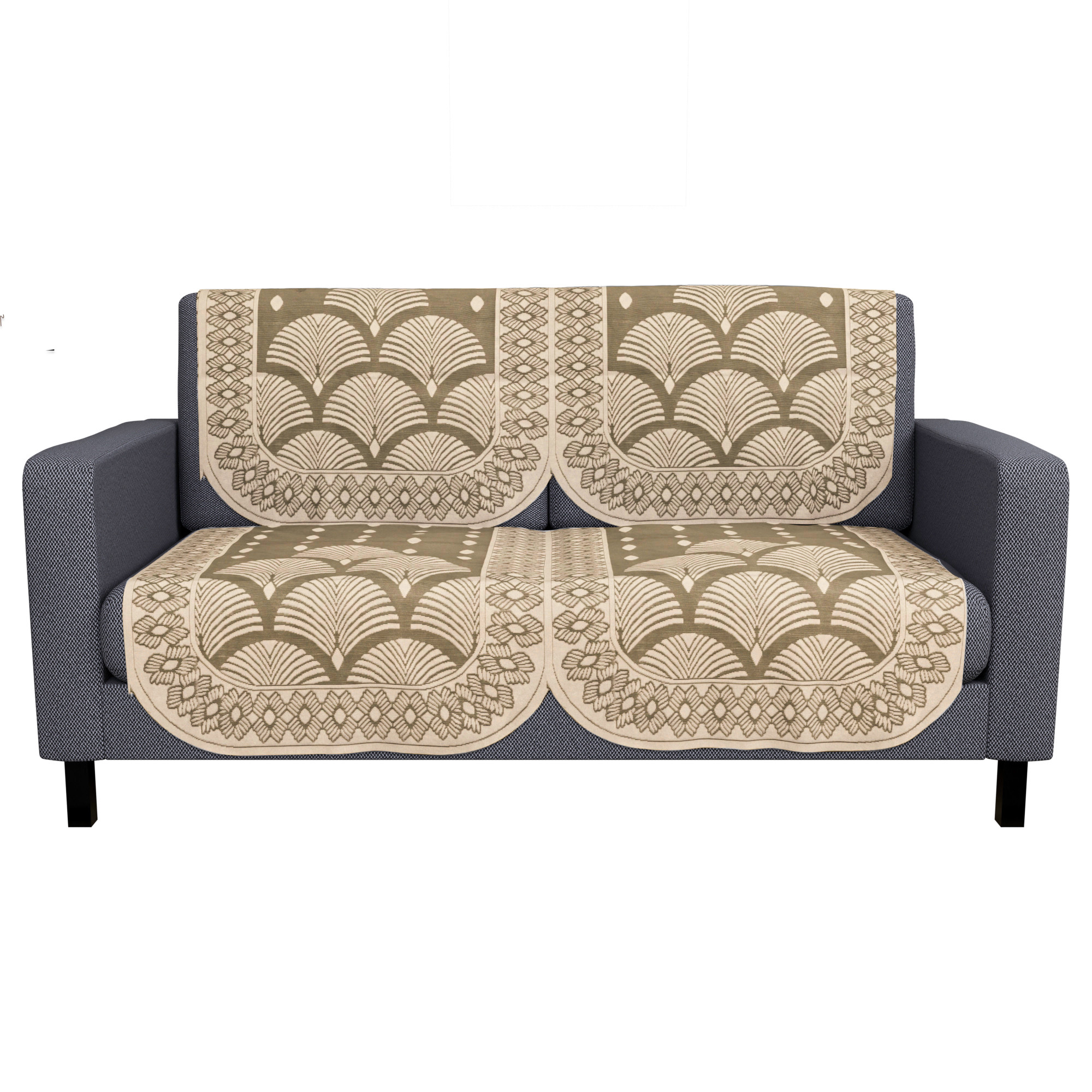 Kuber Industries  Stylish  Durable Cotton Sofa Covers   Washable Sofa ProtectorMat  Slipcover for Hall Living Room  Office  Rainbow Design - Cream