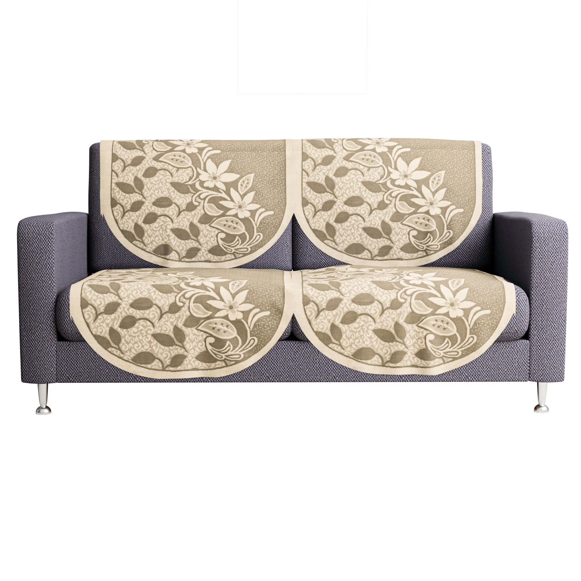 Kuber Industries  Stylish  Durable Cotton Sofa Covers   Washable Sofa ProtectorMat  Slipcover for Hall Living Room  Office  S21 Flower Net- Cream