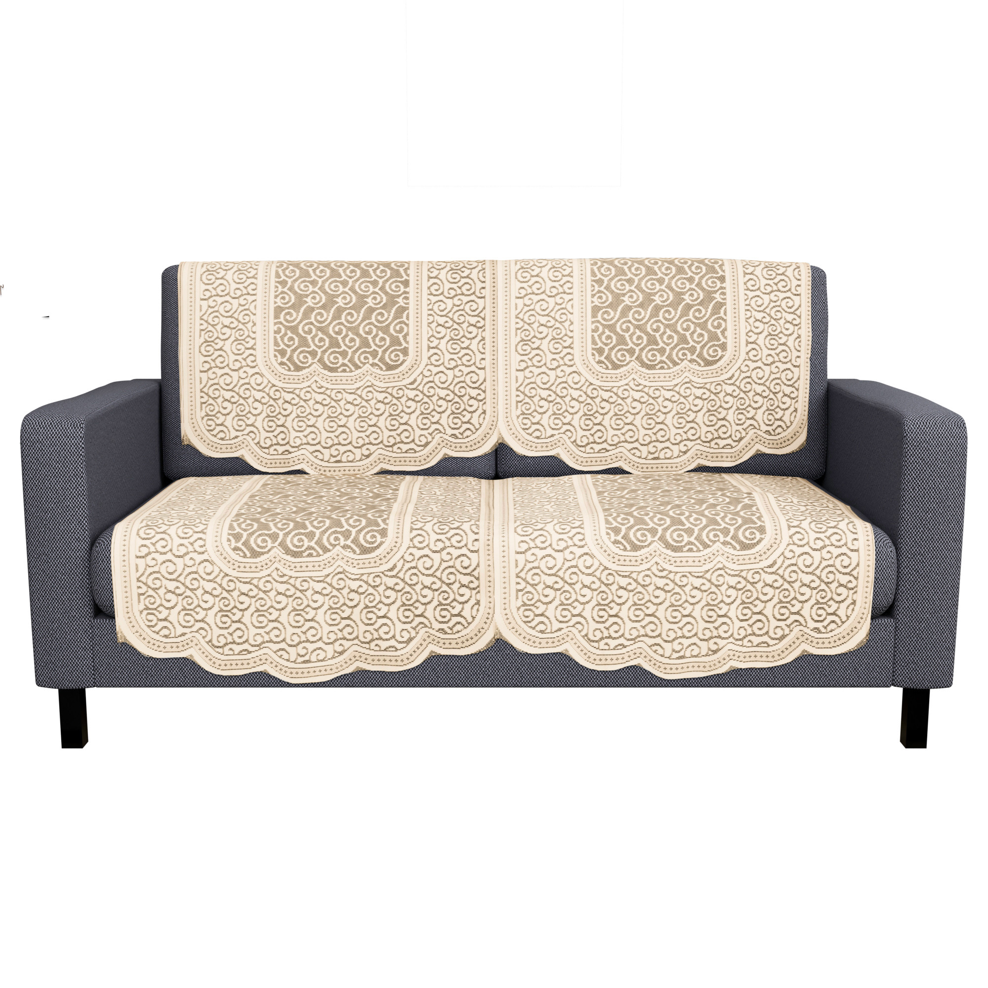 Kuber Industries  Stylish  Durable Cotton Sofa Covers   Washable Sofa ProtectorMat  Slipcover for Hall Living Room  Office  Zig Zag Design - Cream