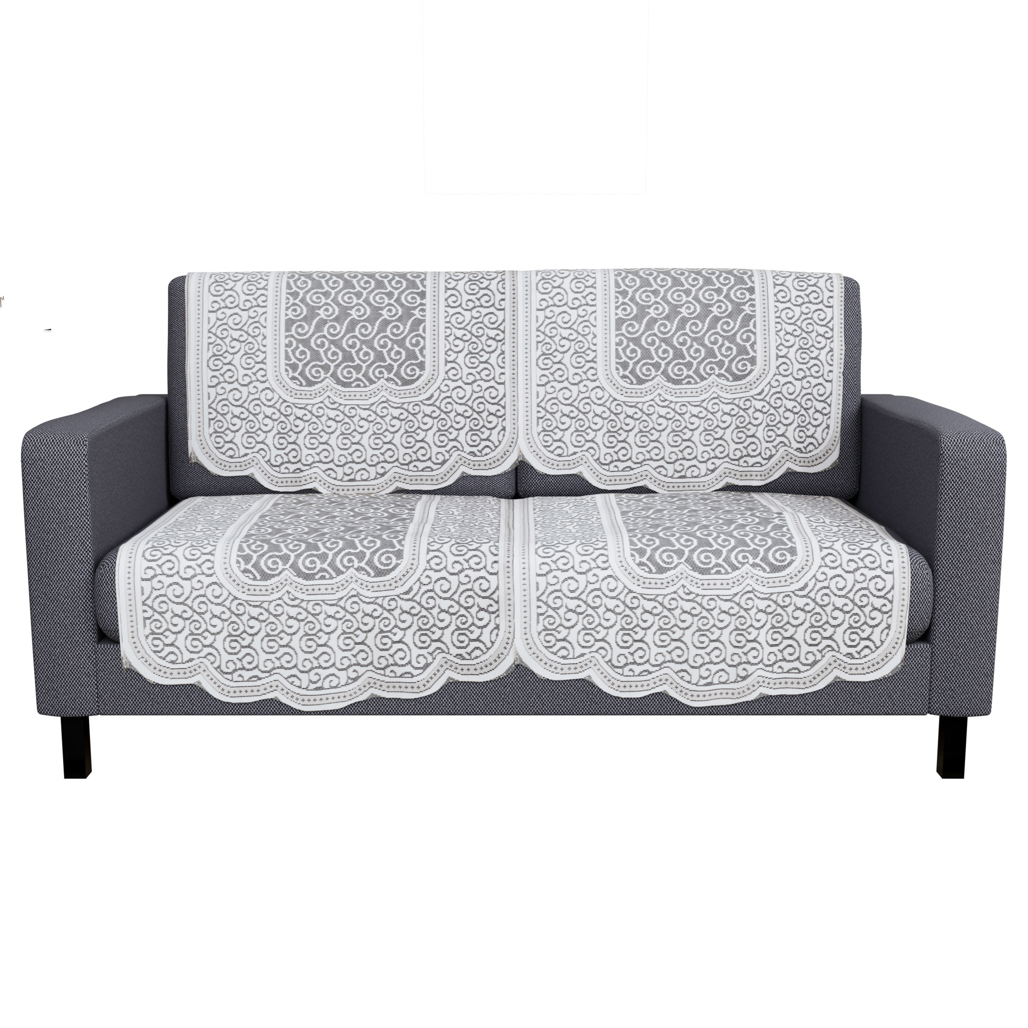 Kuber Industries  Stylish  Durable Cotton Sofa Covers   Washable Sofa ProtectorMat  Slipcover for Hall Living Room  Office  Zig Zag Design - White