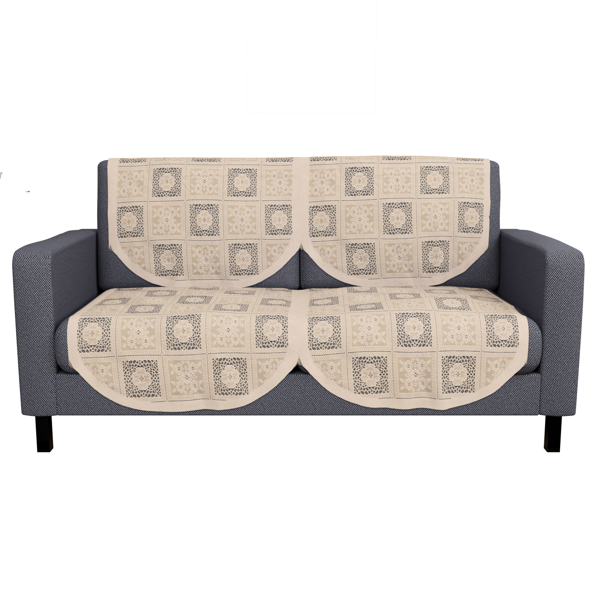 Kuber Industries  Stylish  Durable Cotton Sofa Covers   Washable Sofa ProtectorMat  Slipcover for Hall Living Room  Office  Square Flower - Cream