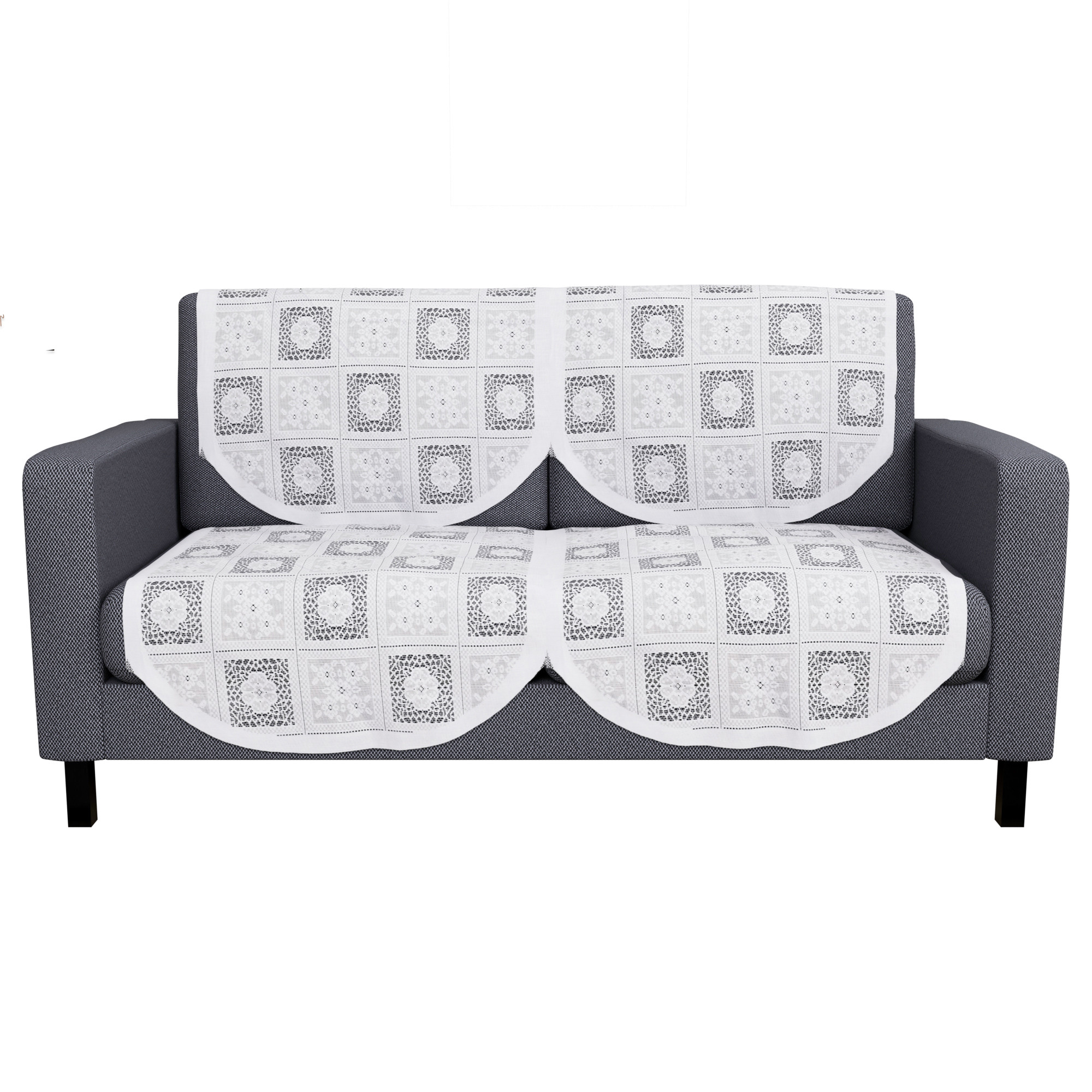 Kuber Industries  Stylish  Durable Cotton Sofa Covers   Washable Sofa ProtectorMat  Slipcover for Hall Living Room  Office  Square Flower - White