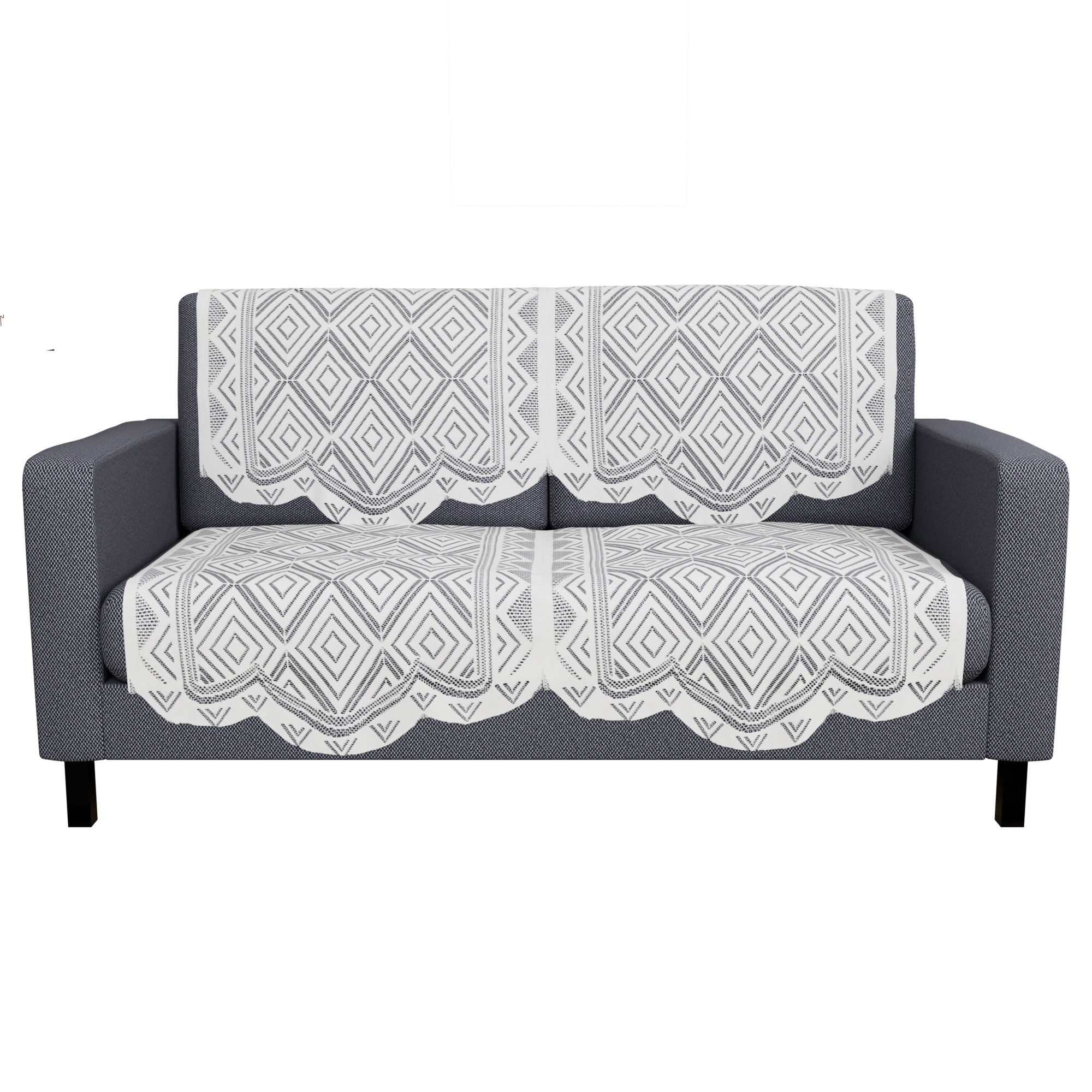 Kuber Industries  Stylish  Durable Cotton Sofa Covers   Washable Sofa ProtectorMat  Slipcover for Hall Living Room  Office  Square - White