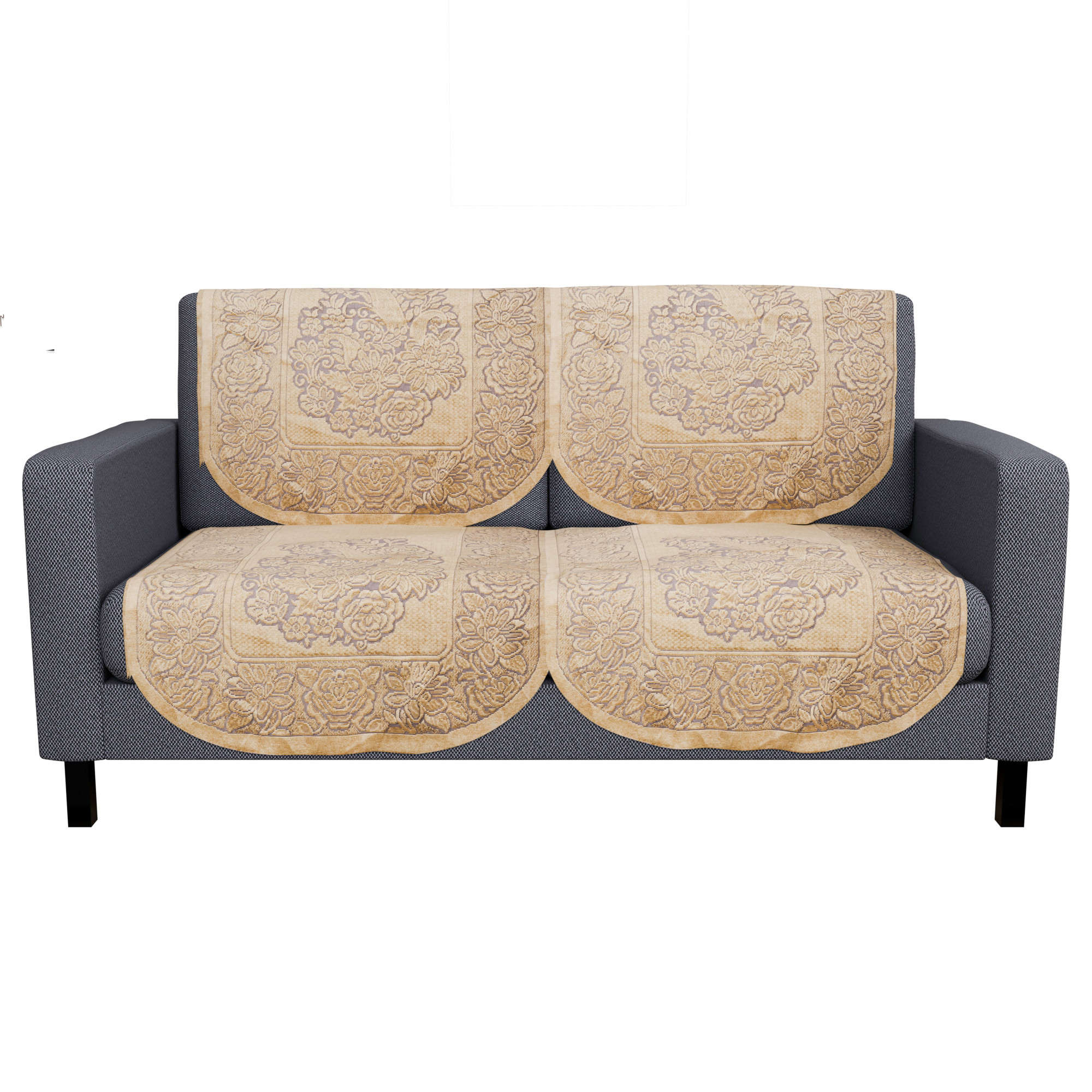 Kuber Industries  Stylish  Durable Cotton Sofa Covers   Washable Sofa ProtectorMat  Slipcover for Hall Living Room  Office  Sunshine Flower - Golden