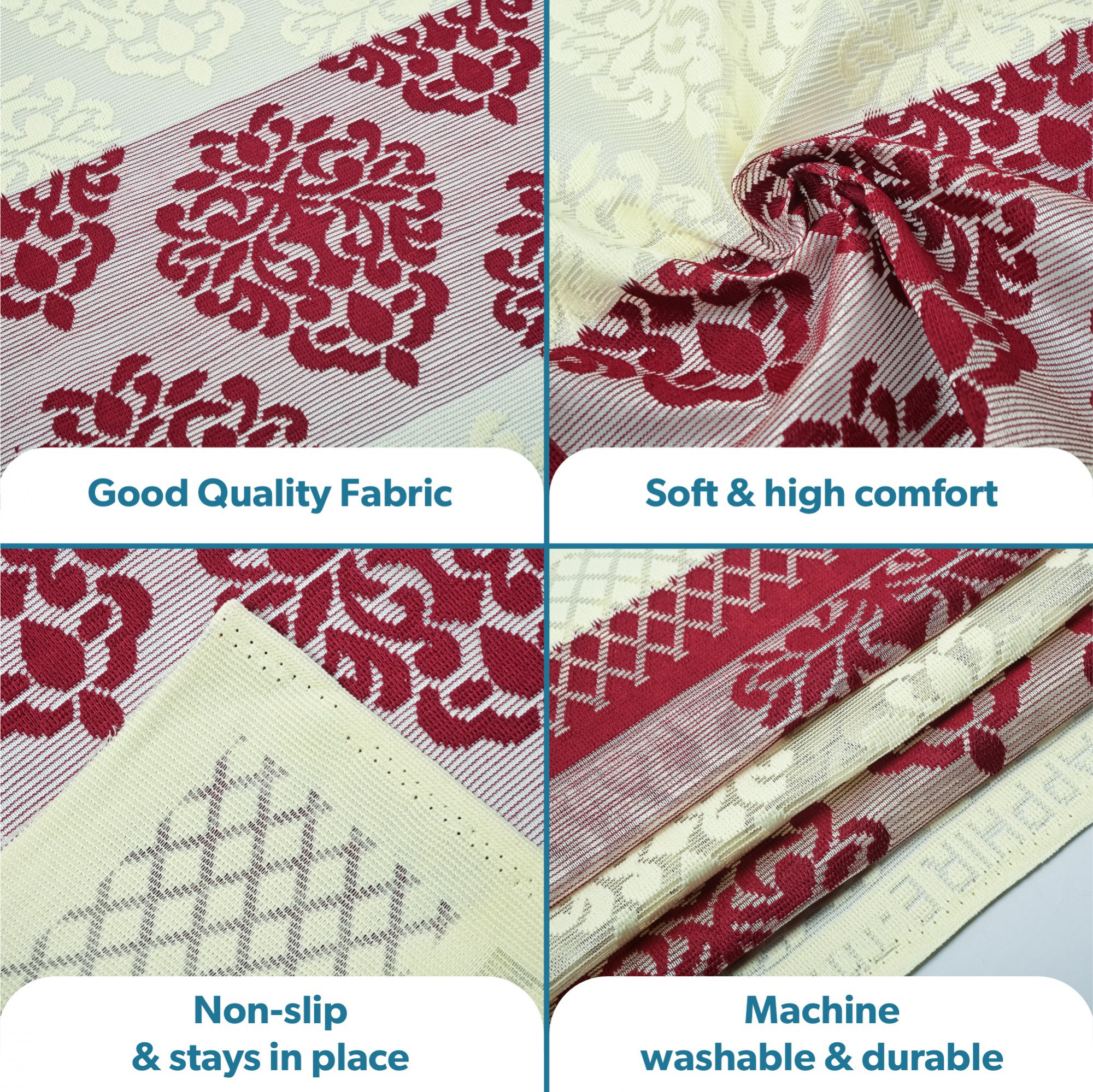 Kuber Industries  Stylish  Durable Cotton Sofa Covers   Washable Sofa ProtectorMat  Slipcover for Hall Living Room  Office  Flower Patti - Cream  Red