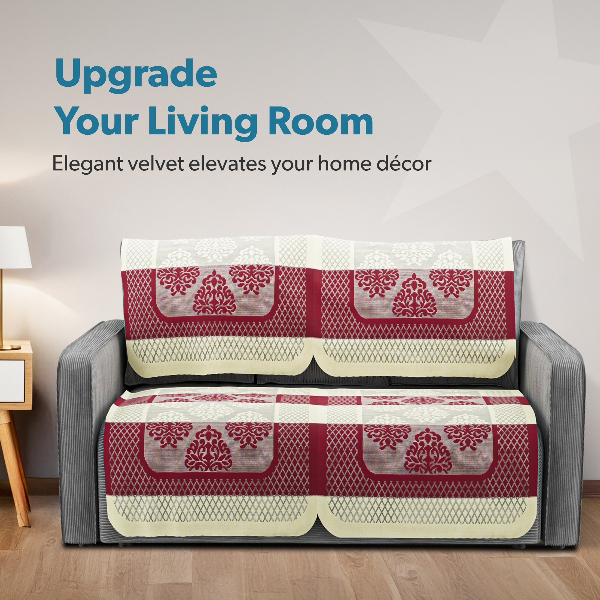 Kuber Industries  Stylish  Durable Cotton Sofa Covers   Washable Sofa ProtectorMat  Slipcover for Hall Living Room  Office  Flower Patti - Cream  Red