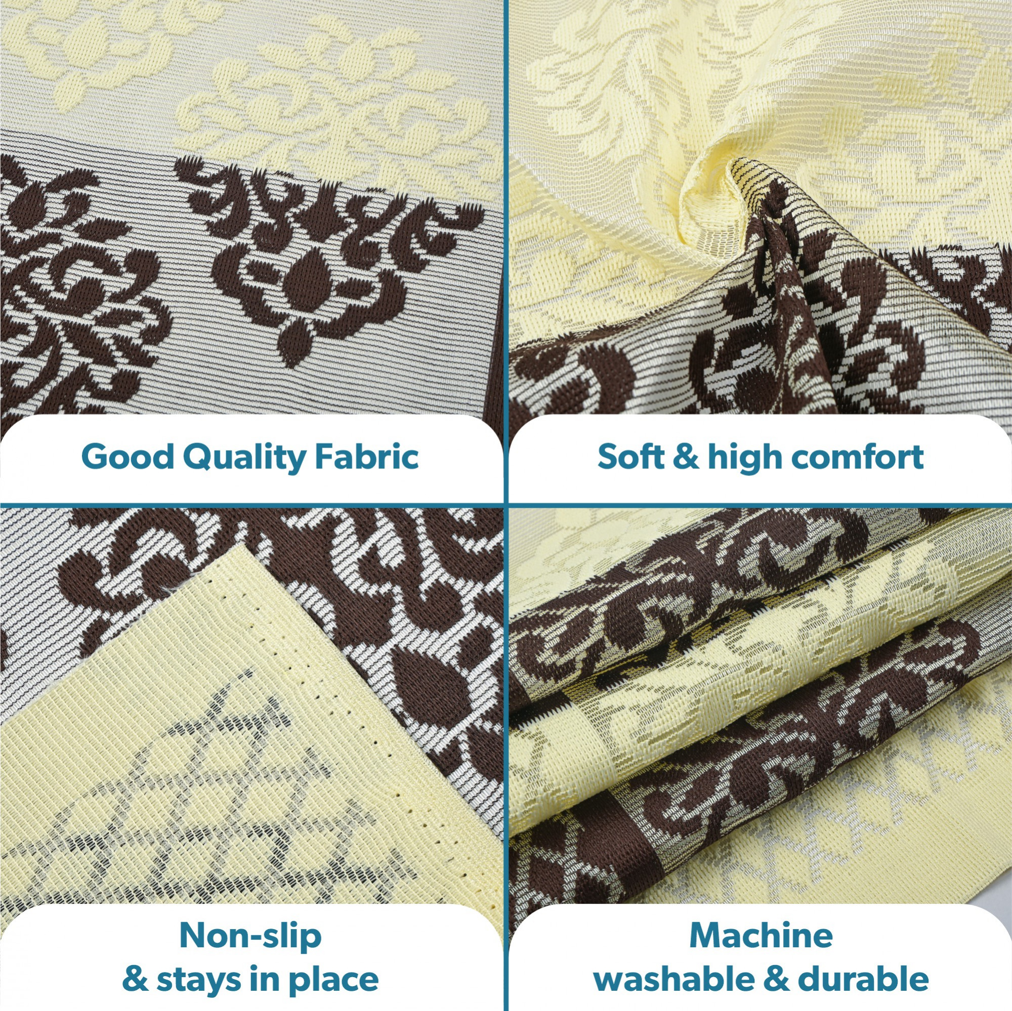 Kuber Industries  Stylish  Durable Cotton Sofa Covers   Washable Sofa ProtectorMat  Slipcover for Hall Living Room  Office  Flower Patti - Cream  Brown