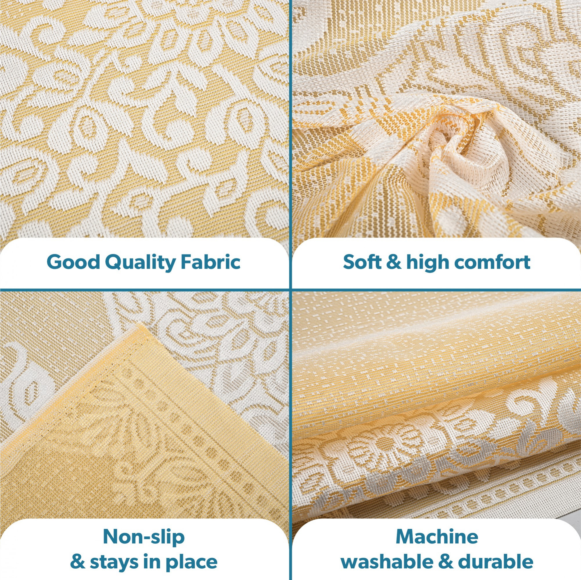 Kuber Industries  Stylish  Durable Cotton Sofa Covers   Washable Sofa ProtectorMat  Slipcover for Hall Living Room  Office  Peocock Design - Cream