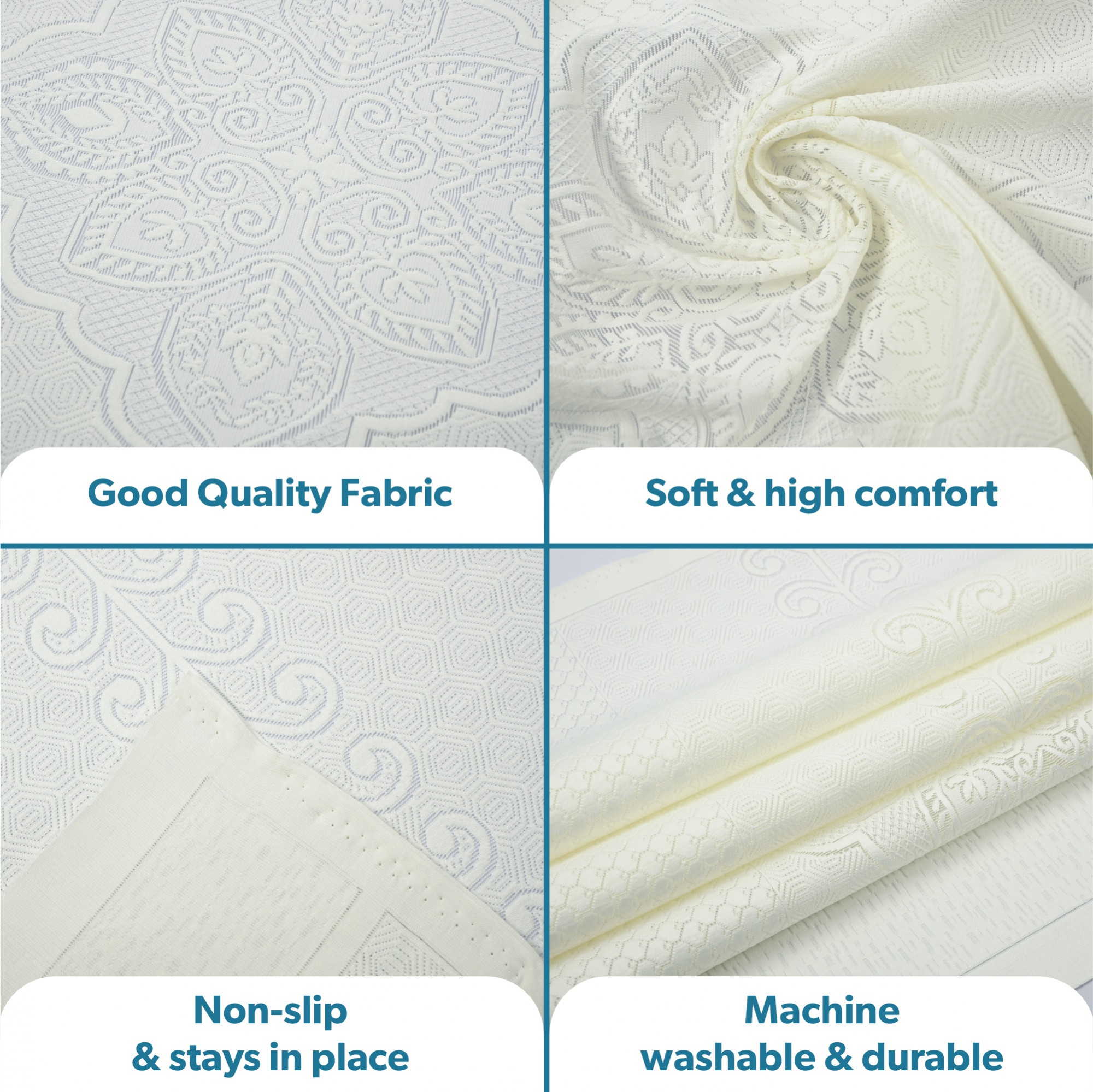 Kuber Industries  Stylish  Durable Cotton Sofa Covers   Washable Sofa ProtectorMat  Slipcover for Hall Living Room  Office  Plain Maple Flower - Off White