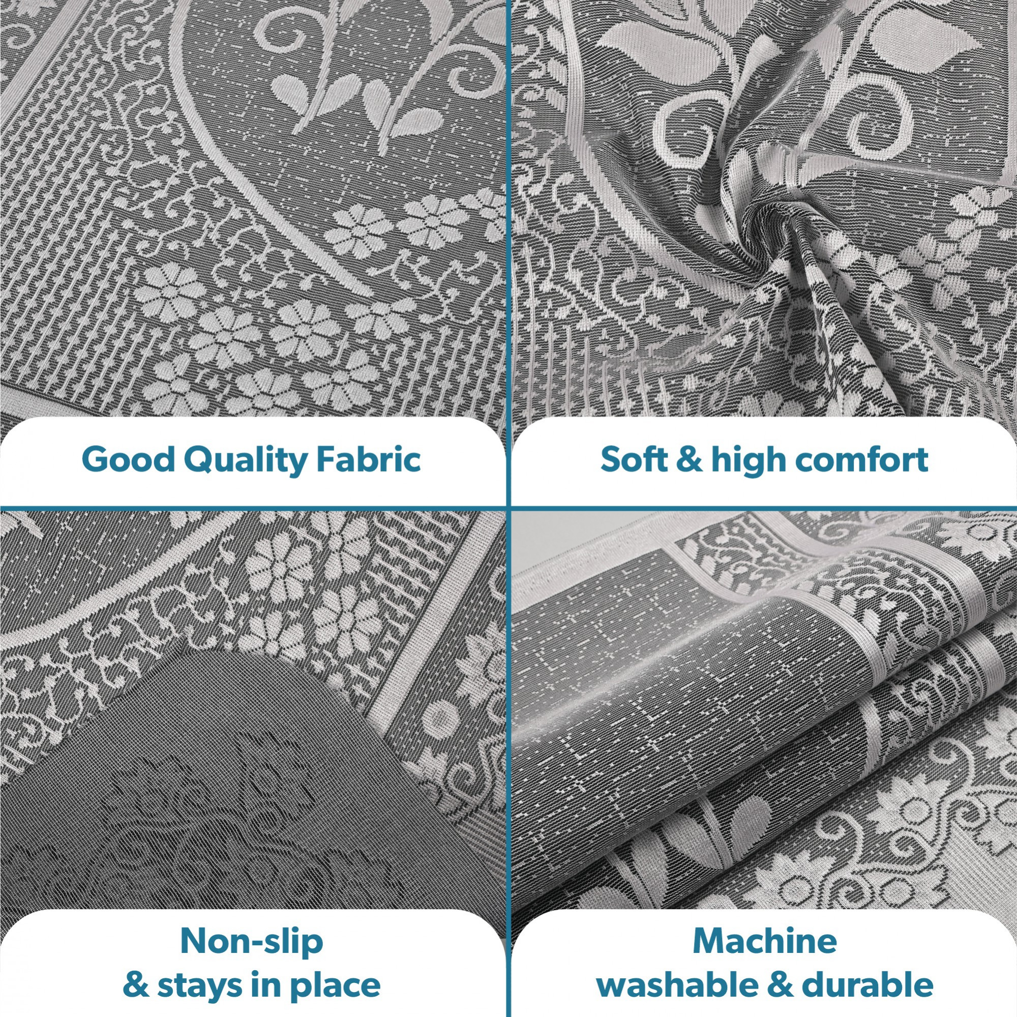 Kuber Industries  Stylish  Durable Cotton Sofa Covers   Washable Sofa ProtectorMat  Slipcover for Hall Living Room  Office  Flower S19 Design- Grey