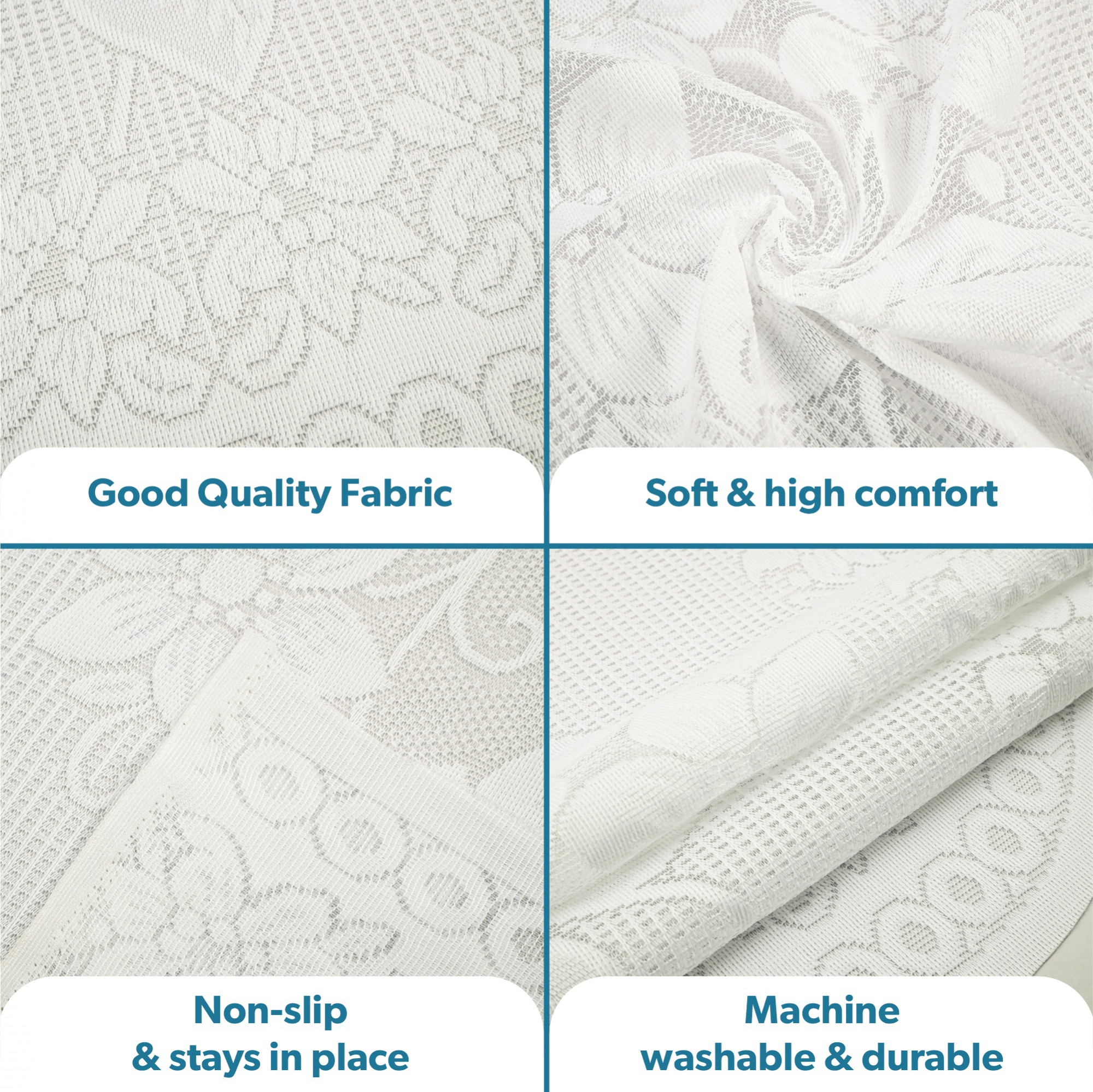 Kuber Industries  Stylish  Durable Cotton Sofa Covers   Washable Sofa ProtectorMat  Slipcover for Hall Living Room  Office  Self Flower Print - Cream