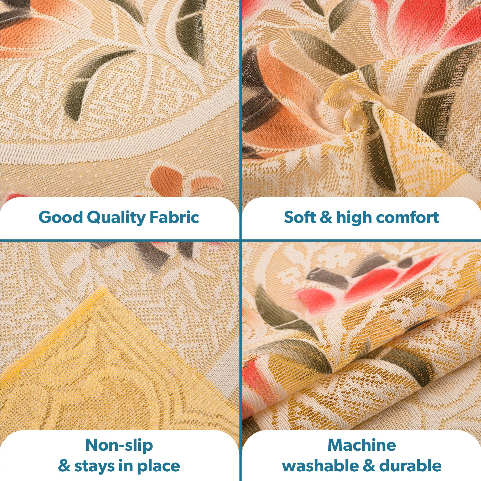 Kuber Industries  Stylish  Durable Cotton Sofa Covers   Washable Sofa ProtectorMat  Slipcover for Hall Living Room  Office  Printed -Cream