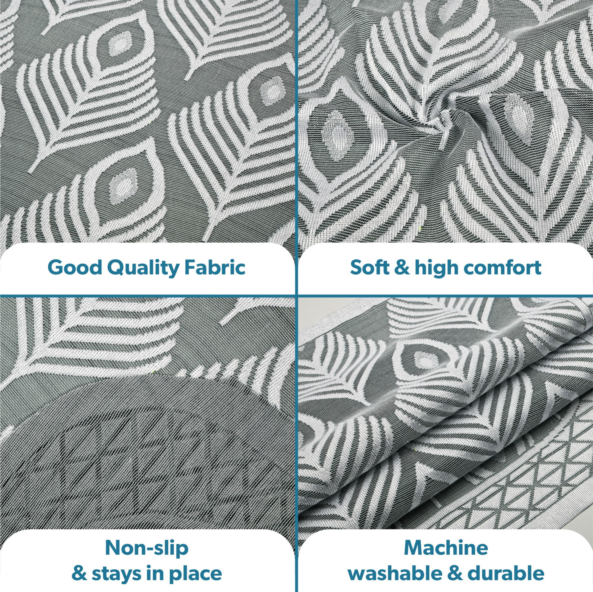 Kuber Industries  Stylish  Durable Net Cotton Sofa Covers   Aesthetic Sofa ProtectorMat  Slipcover for Hall Living Room  Office  Pankh Design - Grey