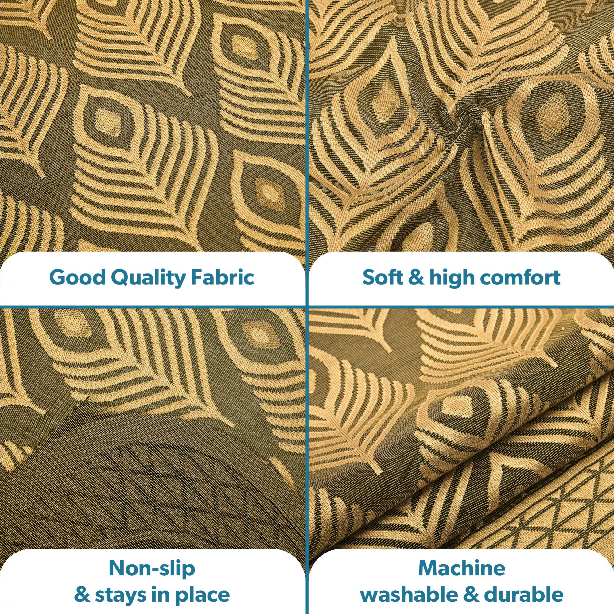 Kuber Industries  Stylish  Durable Net Cotton Sofa Covers   Aesthetic Sofa ProtectorMat  Slipcover for Hall Living Room  Office  Pankh Design - Golden