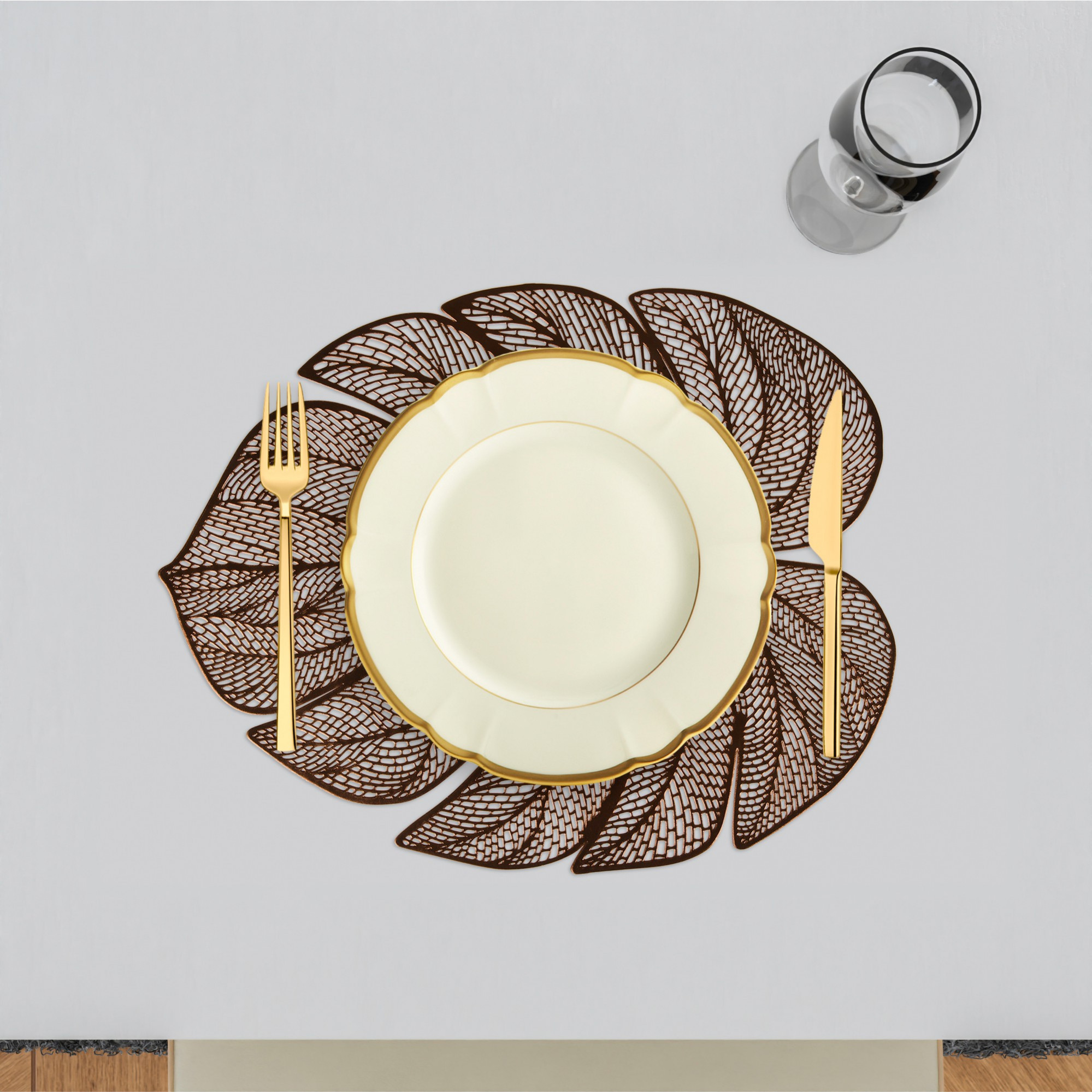 Kuber Industries  Table Mats  Square Placemat for Dining Table  Placemats for Cakes  Desserts  Leather Kitchen Placemat  Tableware Dcor  Big Patta  Copper