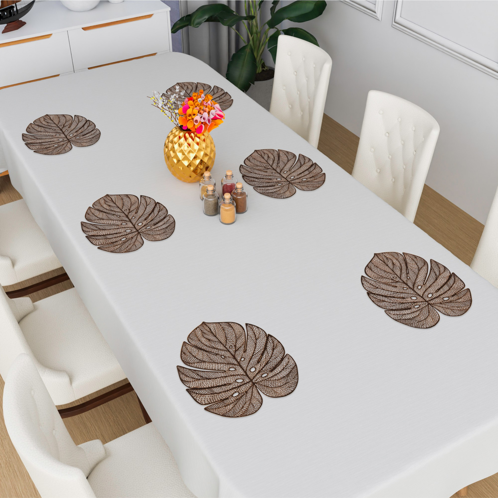 Kuber Industries  Table Mats  Square Placemat for Dining Table  Placemats for Cakes  Desserts  Leather Kitchen Placemat  Tableware Dcor  Big Patta  Copper