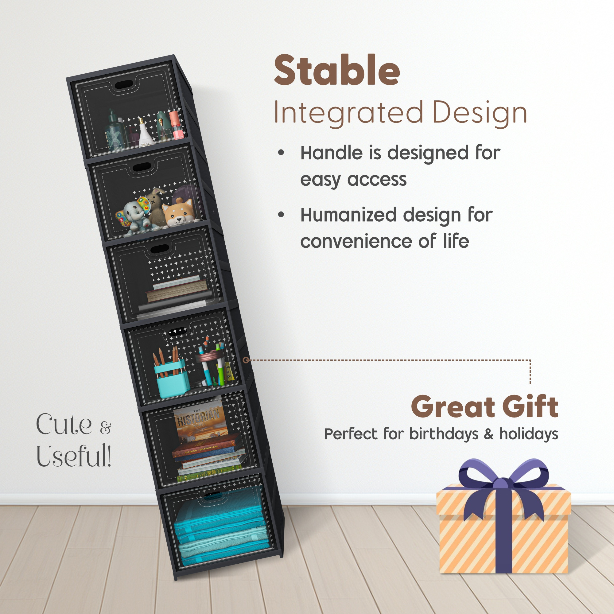 Kuber Industries  Transparent Plastic Collapsible Space Saving ClosetCabinet  Makeup Cosmetics Books  Stationary Organizer Storage Boxes for Home OfficeHostelUse  Grey