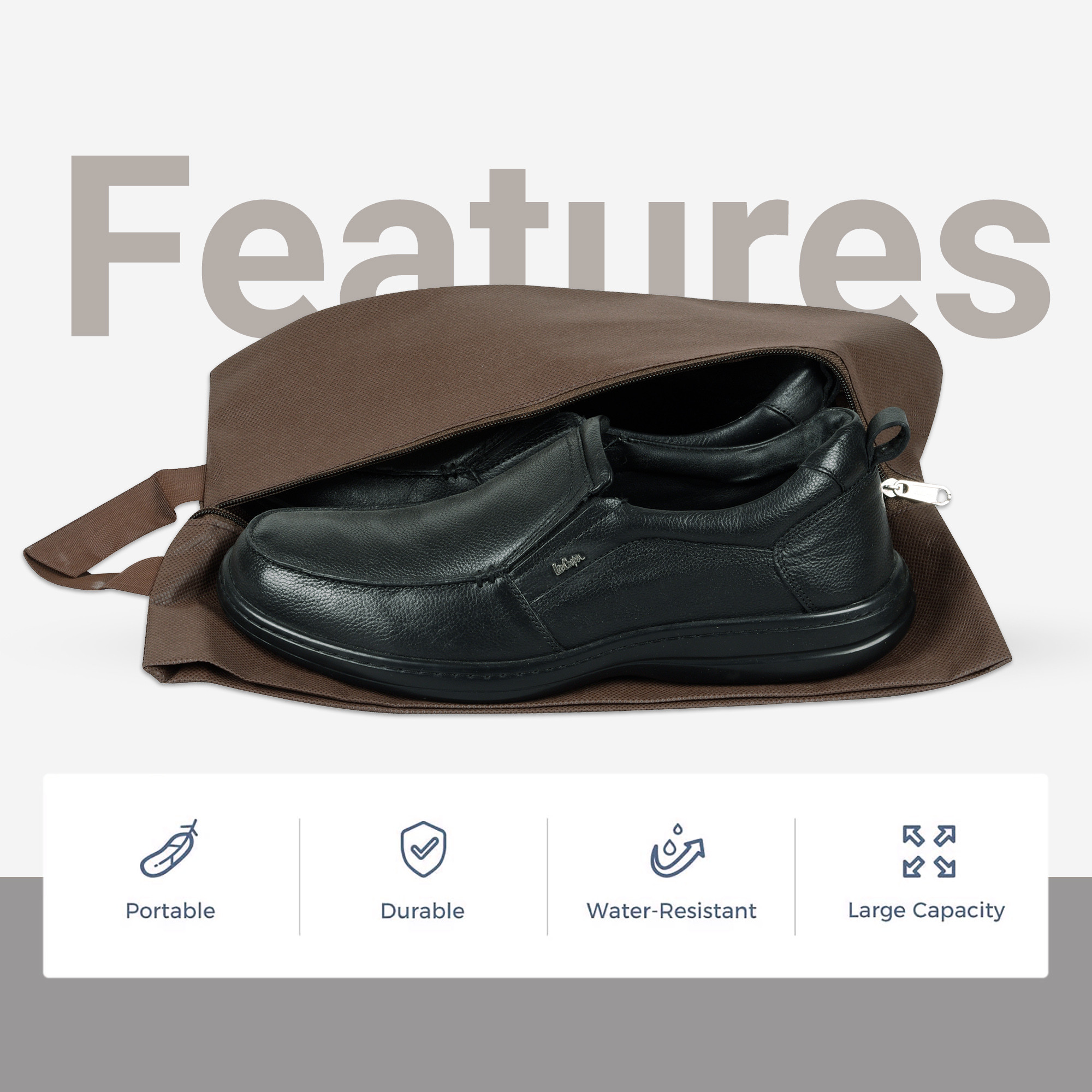 Kuber Industries  Travel Organizer  Travel Shoe Carrying Bag  Toiletry Pouch with Chain  Shoe Cover for Travel-Hiking-Adventure  Multipurpose Storage Organizer Bag  Brown