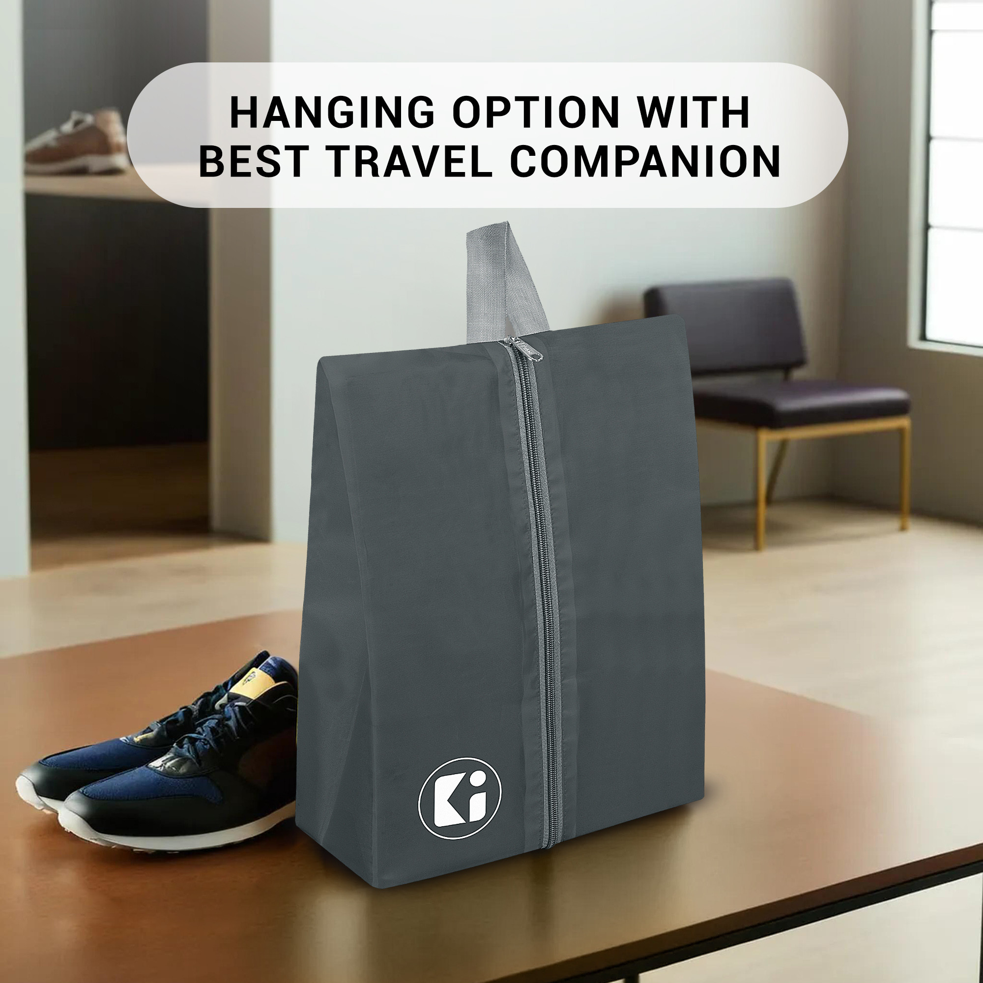 Kuber Industries  Travel Organizer  Travel Shoe Carrying Bag  Toiletry Pouch with Zipper  Shoe Cover for Travel-Hiking-Adventure  Multipurpose Storage Organizer Bag  Gray