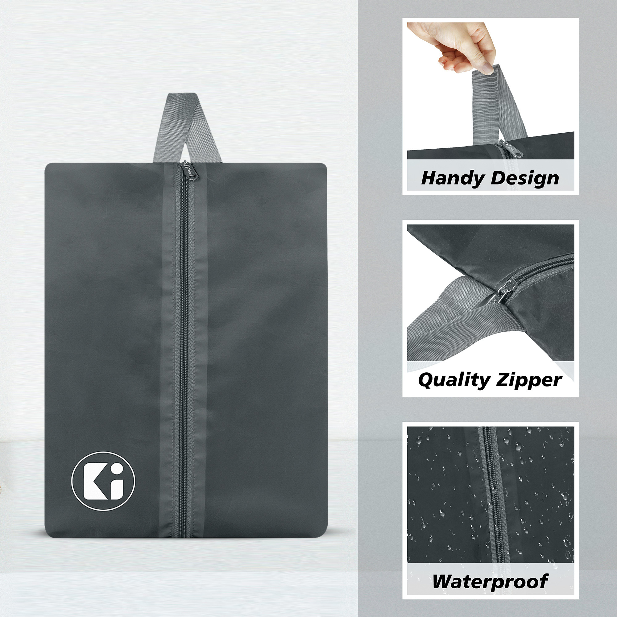 Kuber Industries  Travel Organizer  Travel Shoe Carrying Bag  Toiletry Pouch with Zipper  Shoe Cover for Travel-Hiking-Adventure  Multipurpose Storage Organizer Bag  Gray