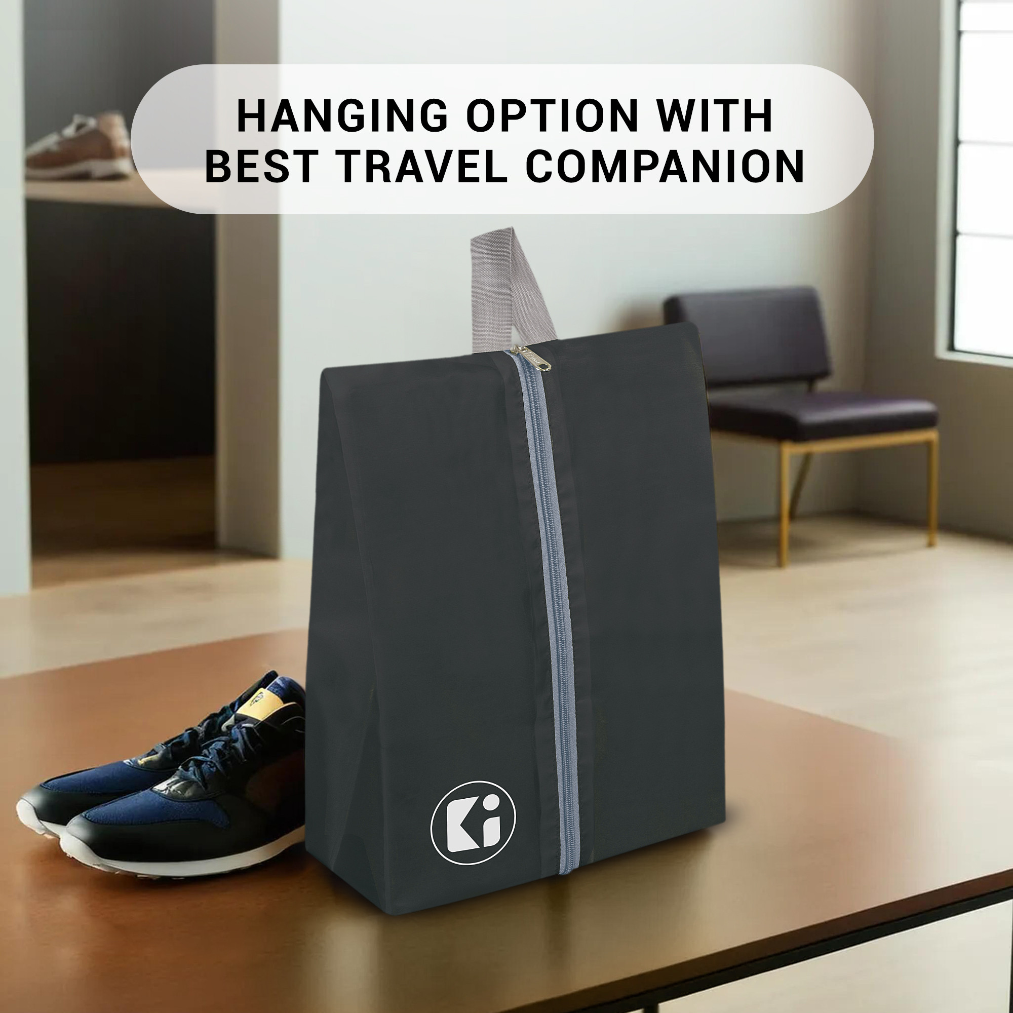 Kuber Industries  Travel Organizer  Travel Shoe Carrying Bag  Toiletry Pouch with Zipper  Shoe Cover for Travel-Hiking-Adventure  Multipurpose Storage Organizer Bag  Black