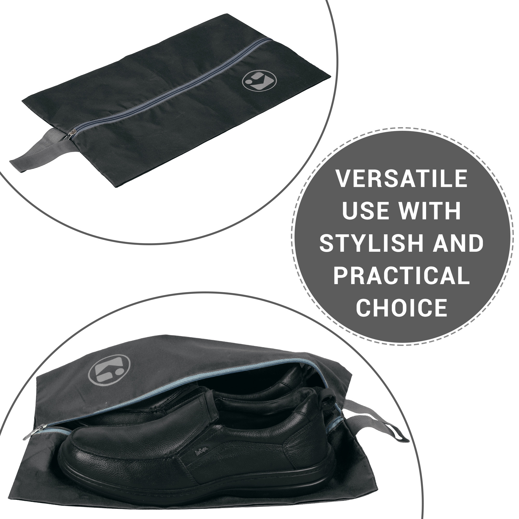 Kuber Industries  Travel Organizer  Travel Shoe Carrying Bag  Toiletry Pouch with Zipper  Shoe Cover for Travel-Hiking-Adventure  Multipurpose Storage Organizer Bag  Black