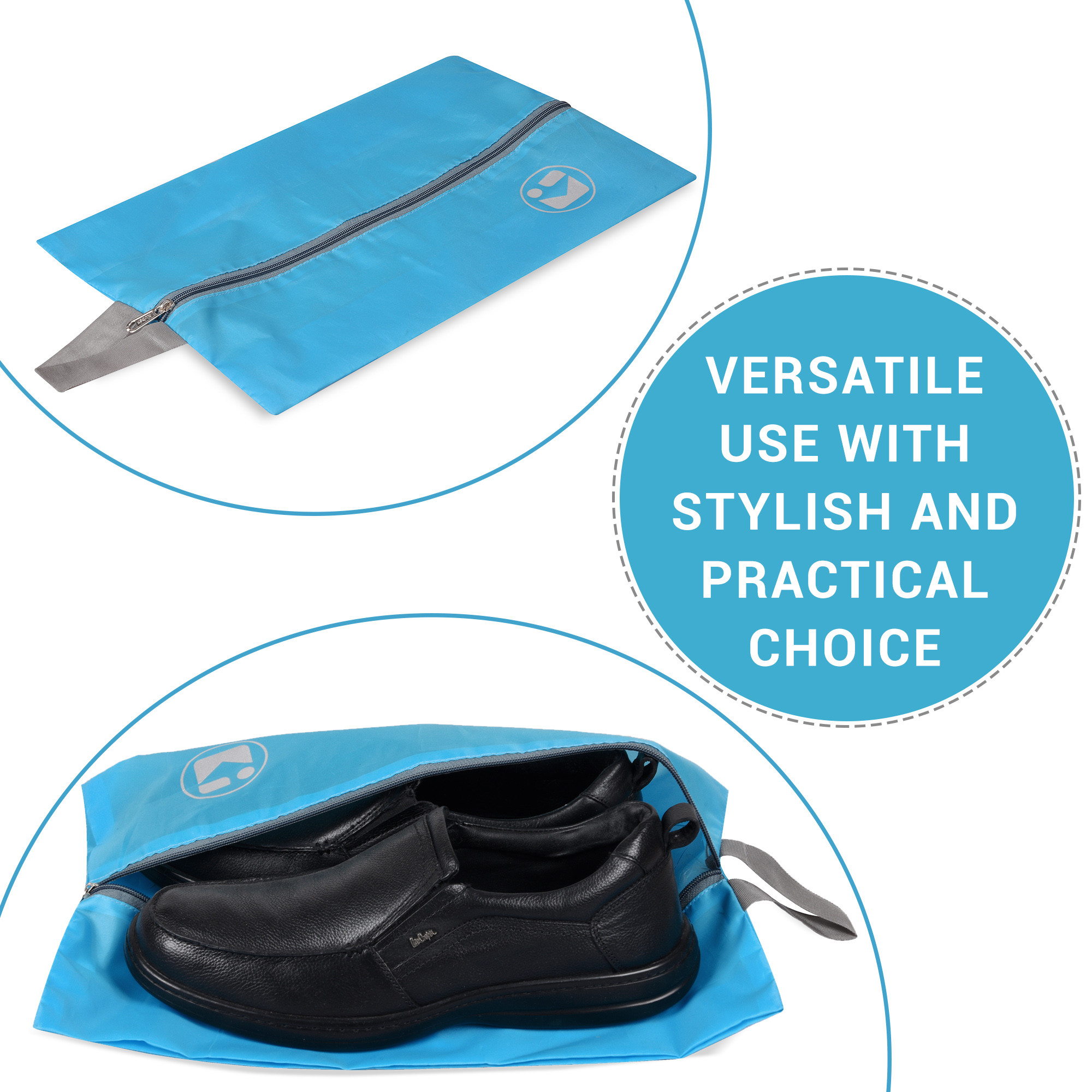 Kuber Industries  Travel Organizer  Travel Shoe Carrying Bag  Toiletry Pouch with Zipper  Shoe Cover for Travel-Hiking-Adventure  Multipurpose Storage Organizer Bag  Sky Blue