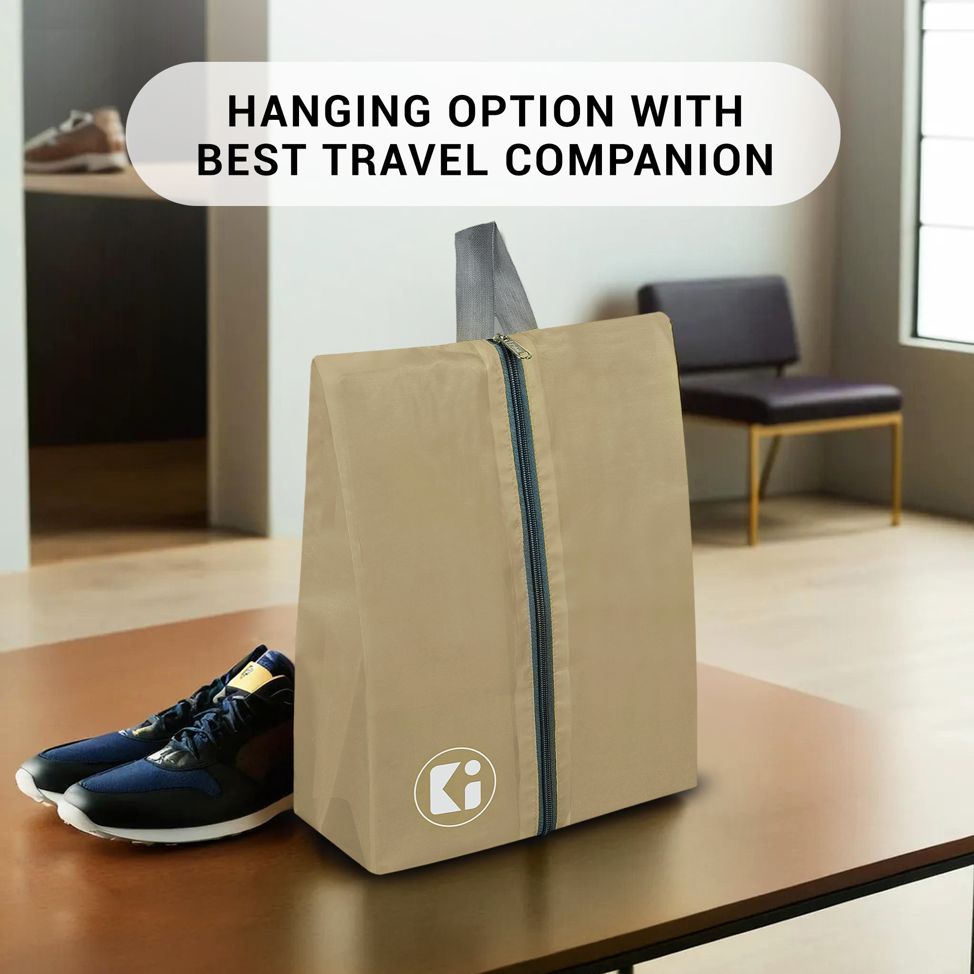 Kuber Industries  Travel Organizer  Travel Shoe Carrying Bag  Toiletry Pouch with Zipper  Shoe Cover for Travel-Hiking-Adventure  Multipurpose Storage Organizer Bag  Brown