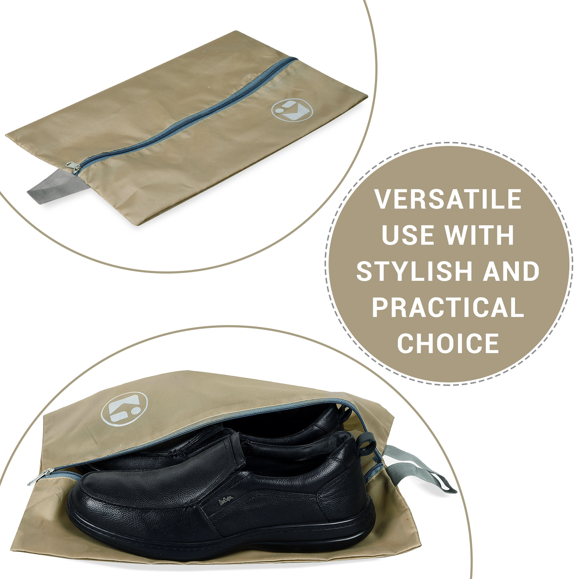 Kuber Industries  Travel Organizer  Travel Shoe Carrying Bag  Toiletry Pouch with Zipper  Shoe Cover for Travel-Hiking-Adventure  Multipurpose Storage Organizer Bag  Brown