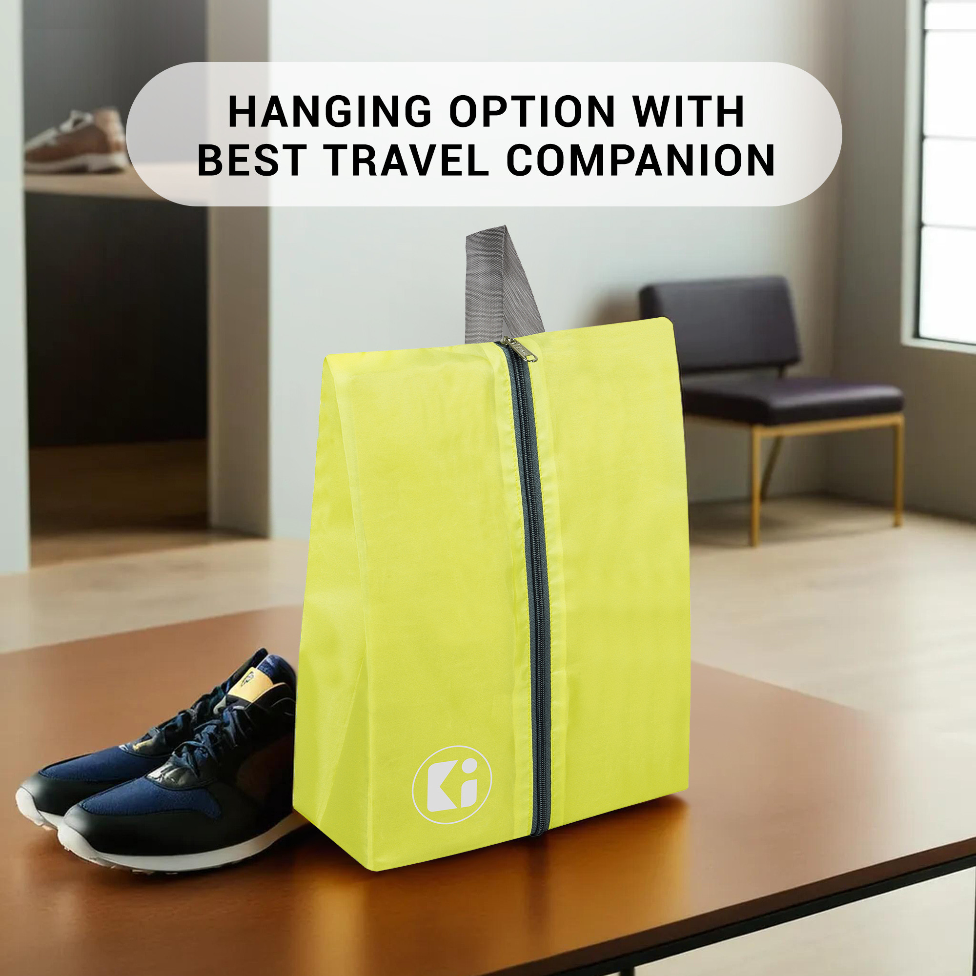 Kuber Industries  Travel Organizer  Travel Shoe Carrying Bag  Toiletry Pouch with Zipper  Shoe Cover for Travel-Hiking-Adventure  Multipurpose Storage Organizer Bag  Yellow