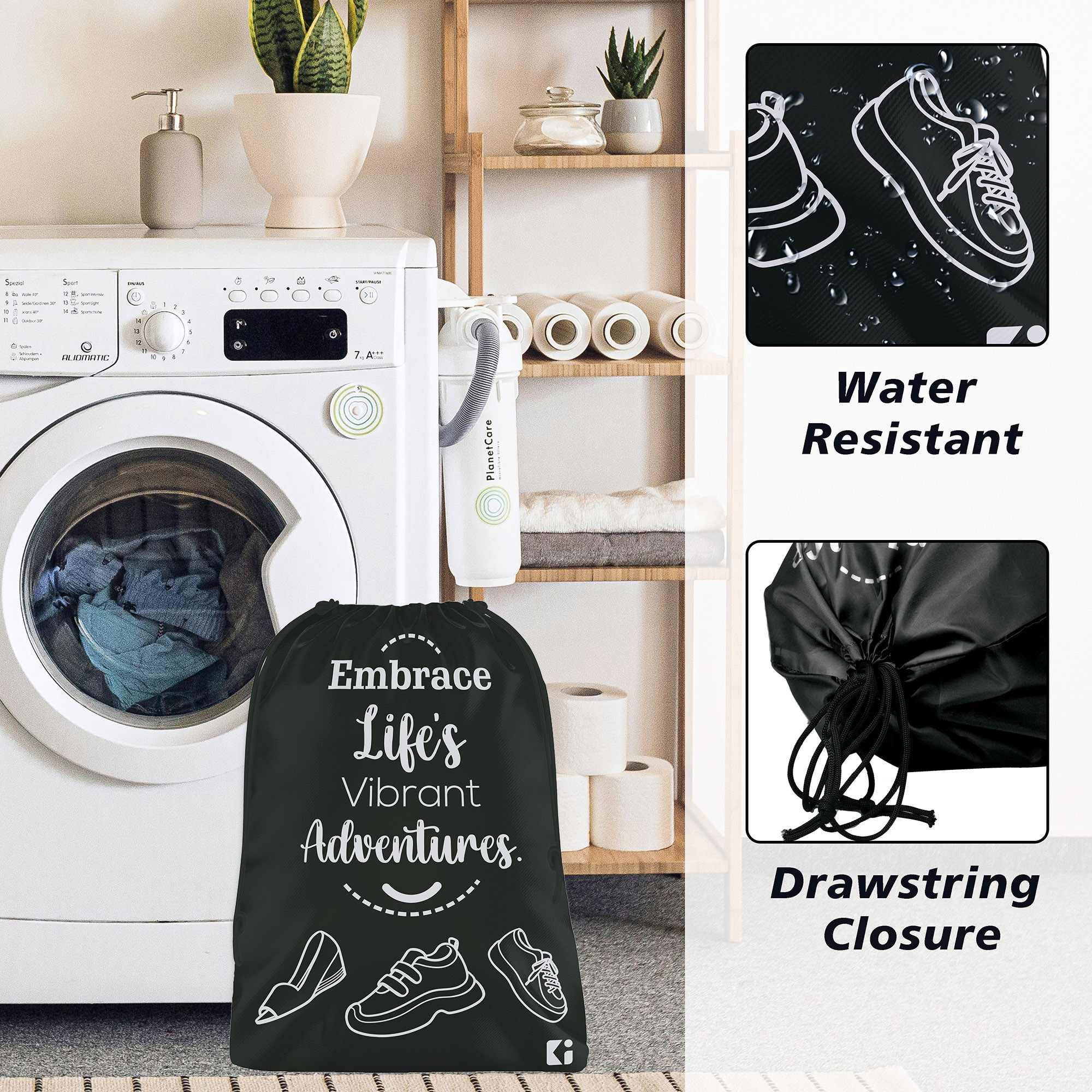 Kuber Industries  Travel Packing Bags  Travel Pouches  Parachute Travel Organizer  Organizer Bags for Travel-Hiking-Adventure  Waterproof Laundry Bag    Black