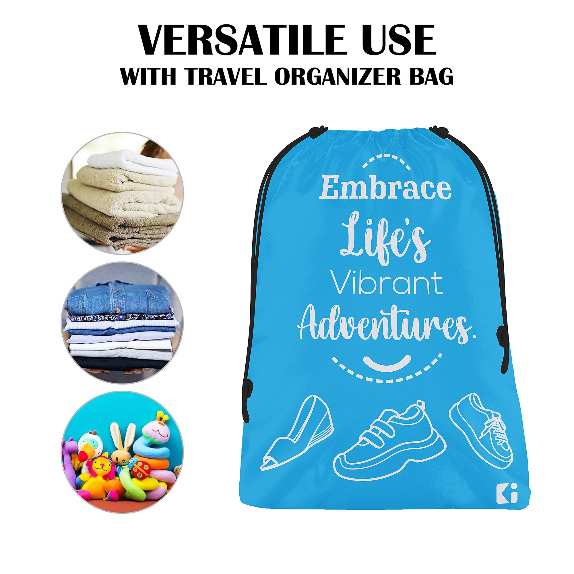 Kuber Industries  Travel Packing Bags  Travel Pouches  Parachute Travel Organizer  Organizer Bags for Travel-Hiking-Adventure  Waterproof Laundry Bag    Sky Blue