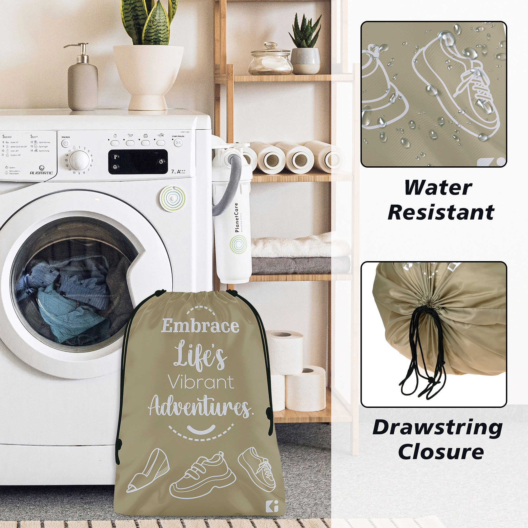 Kuber Industries  Travel Packing Bags  Travel Pouches  Parachute Travel Organizer  Organizer Bags for Travel-Hiking-Adventure  Waterproof Laundry Bag    Brown