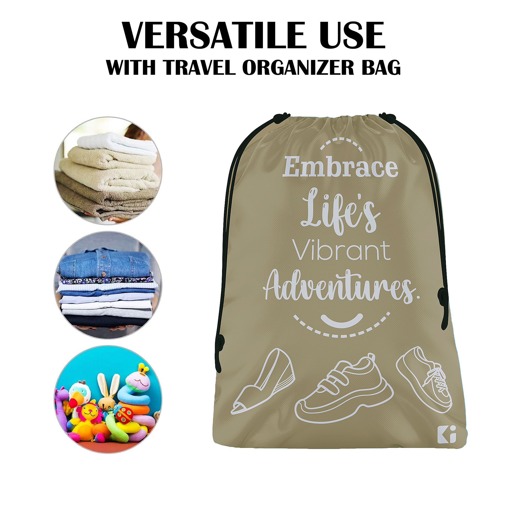 Kuber Industries  Travel Packing Bags  Travel Pouches  Parachute Travel Organizer  Organizer Bags for Travel-Hiking-Adventure  Waterproof Laundry Bag    Brown