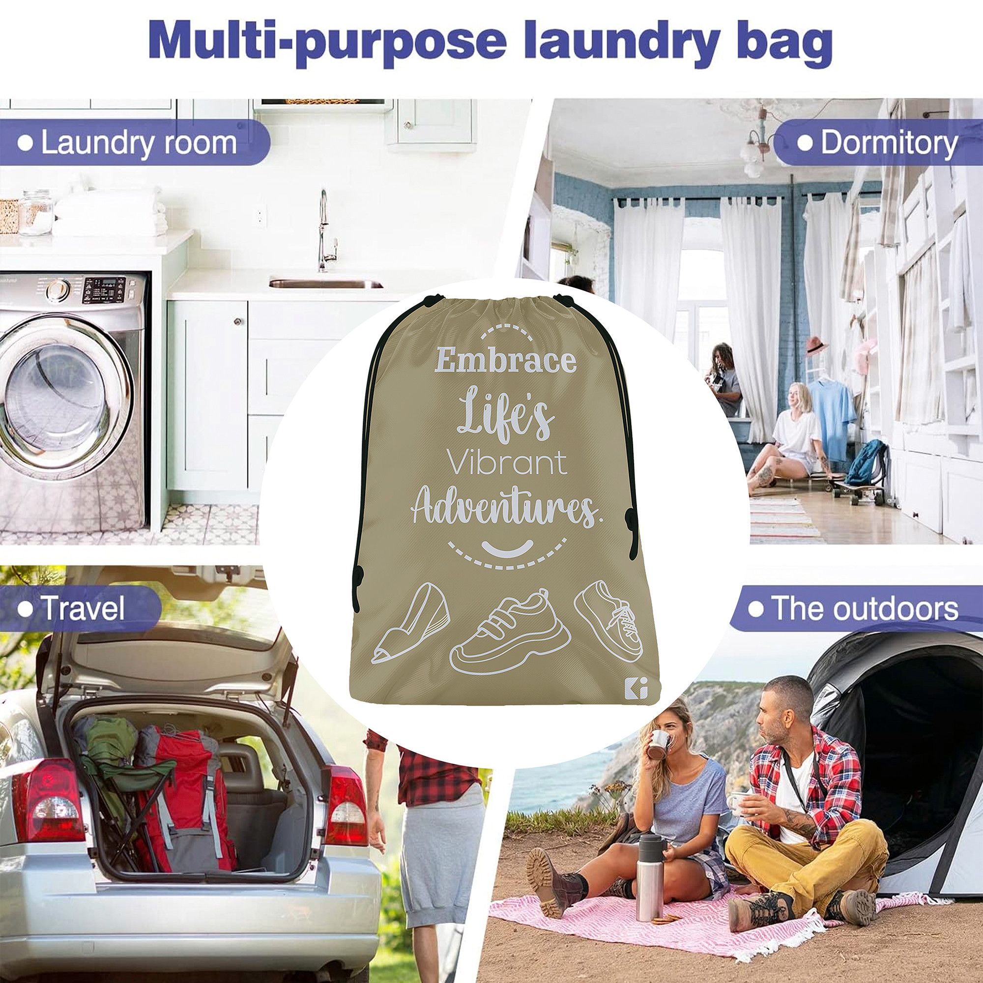 Kuber Industries  Travel Packing Bags  Travel Pouches  Parachute Travel Organizer  Organizer Bags for Travel-Hiking-Adventure  Waterproof Laundry Bag    Brown